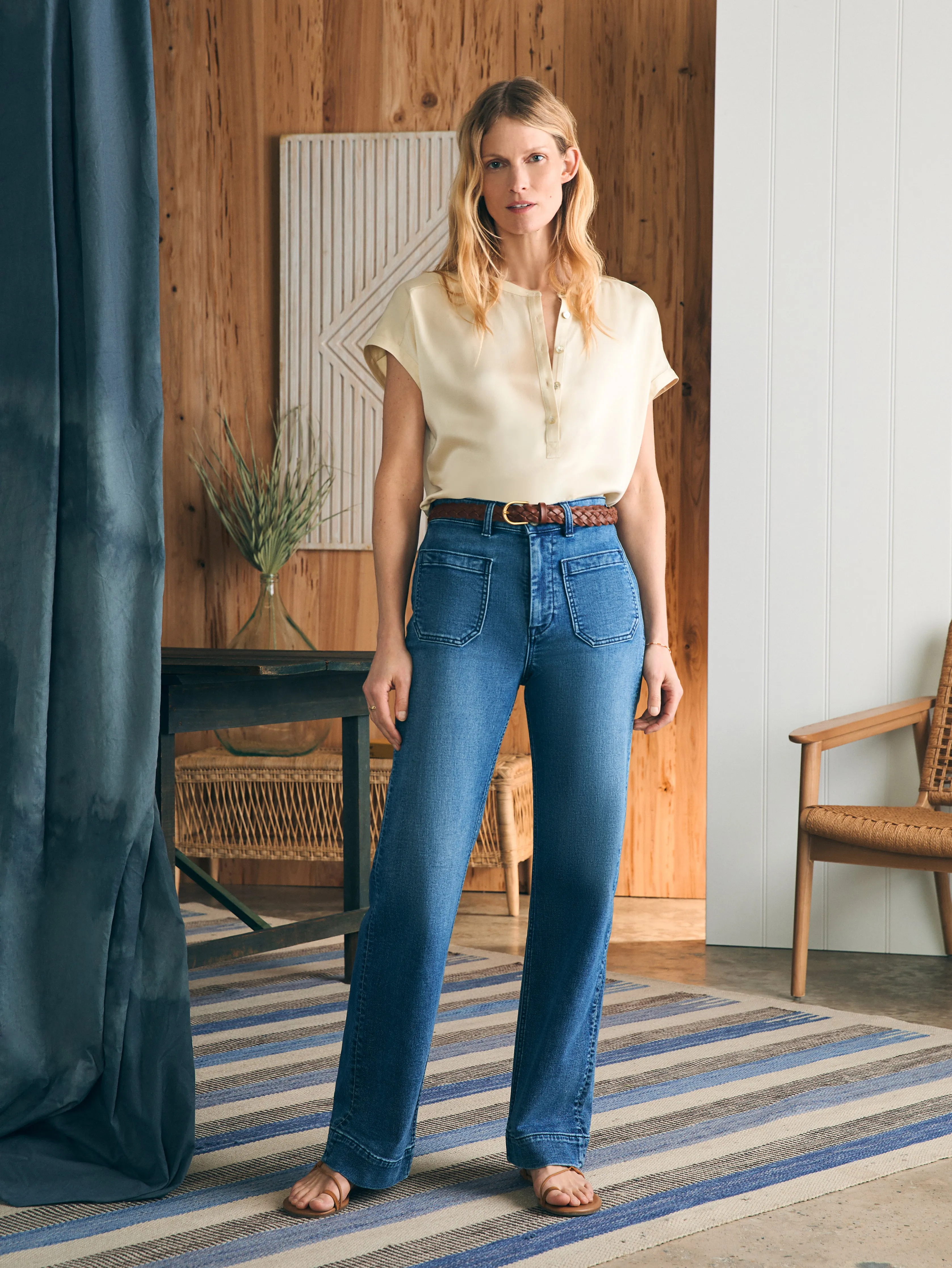 Sandwashed Silk Desmond Top - Pearled Ivory sold by Faherty product image thumbnail 3
