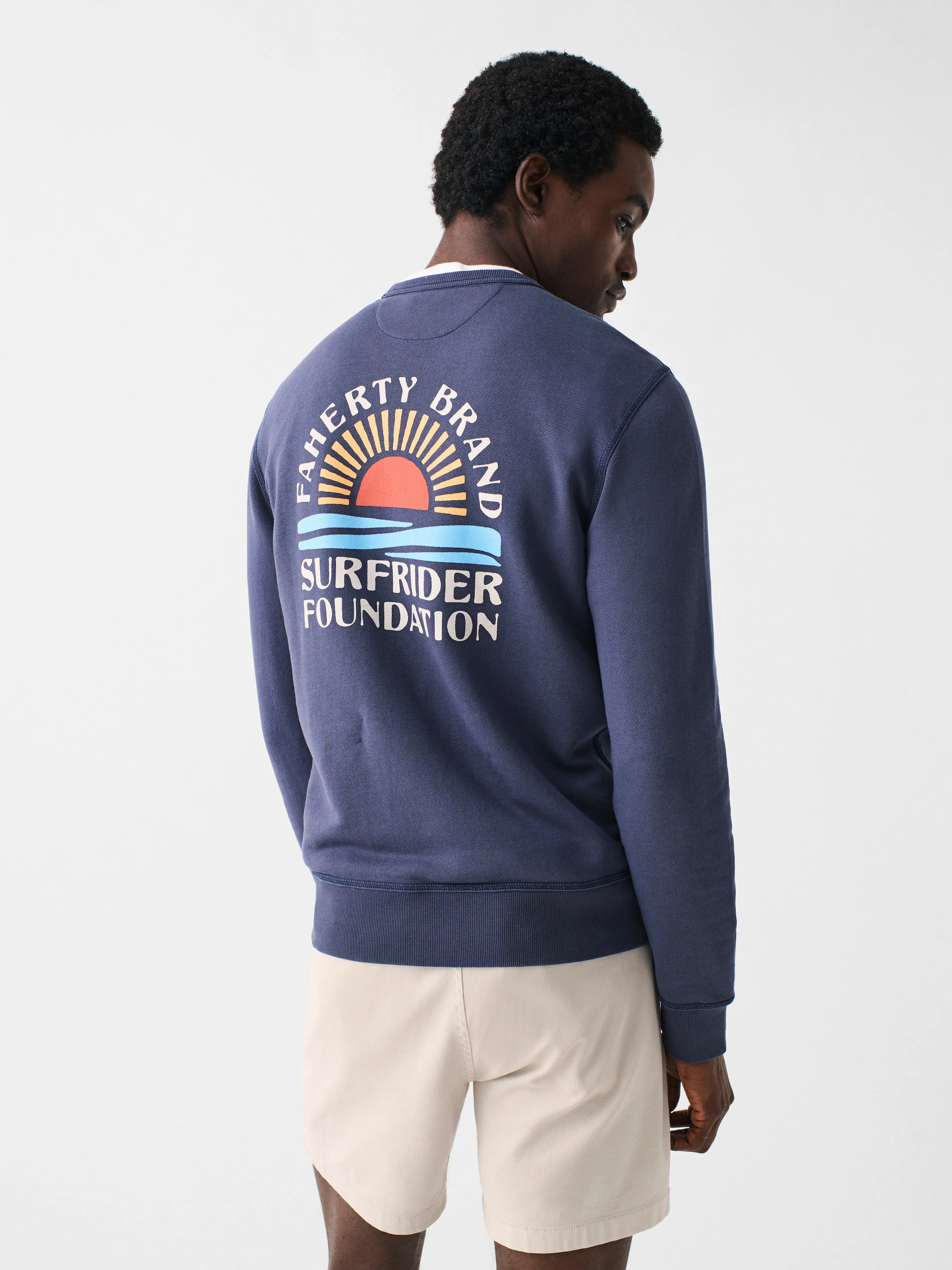 Faherty X Surfrider Indigo Crew - Blue Nights sold by Faherty