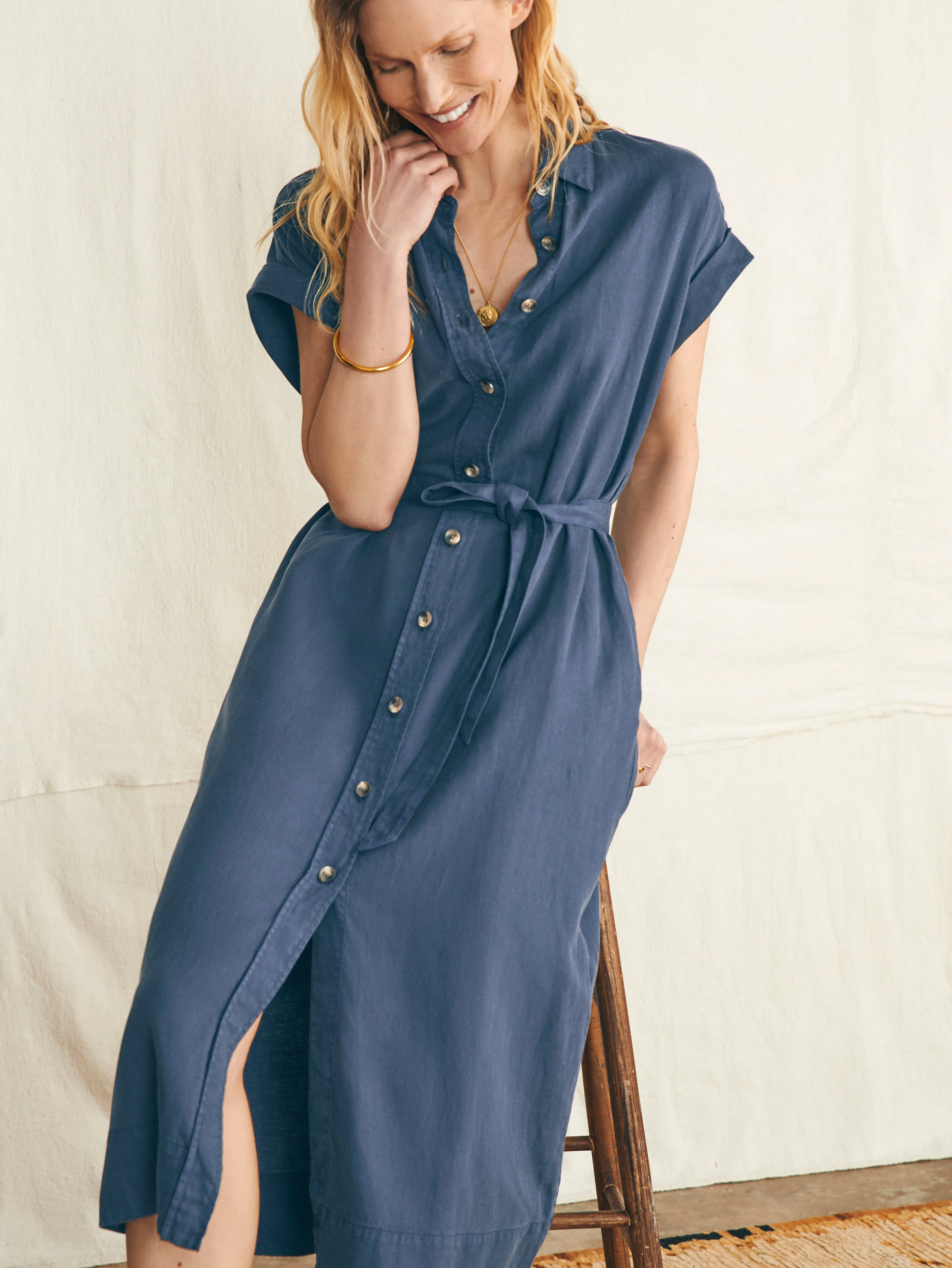 Arlie Shirtdress - Navy Blazer sold by Faherty