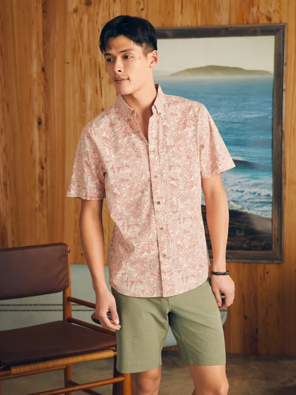 Short-Sleeve Stretch Playa Shirt - Coral Tile Print sold by Faherty