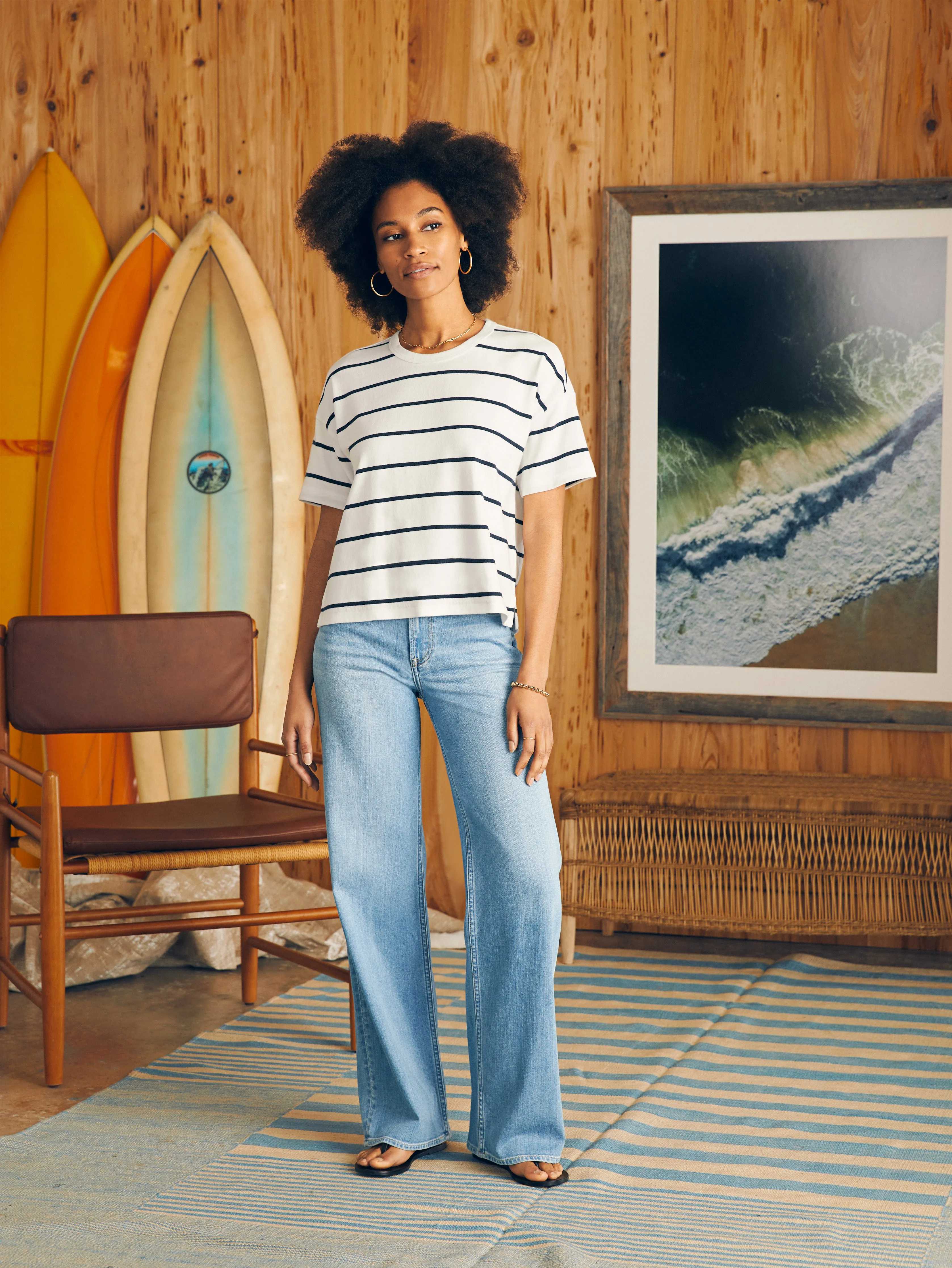 Sport Jersey Short-Sleeve Tee - White Osprey Stripe sold by Faherty product image thumbnail 4