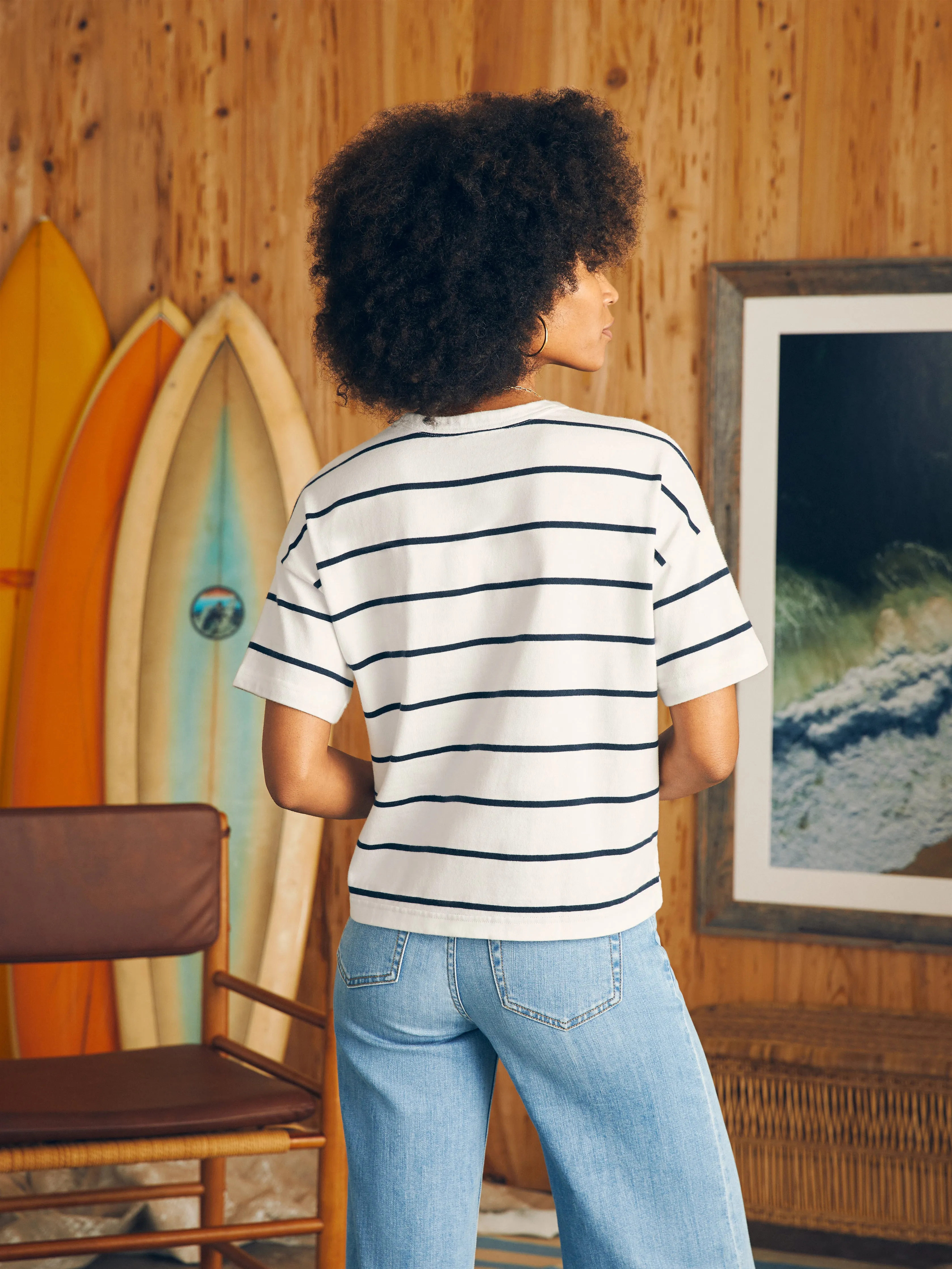 Sport Jersey Short-Sleeve Tee - White Osprey Stripe sold by Faherty product image thumbnail 5