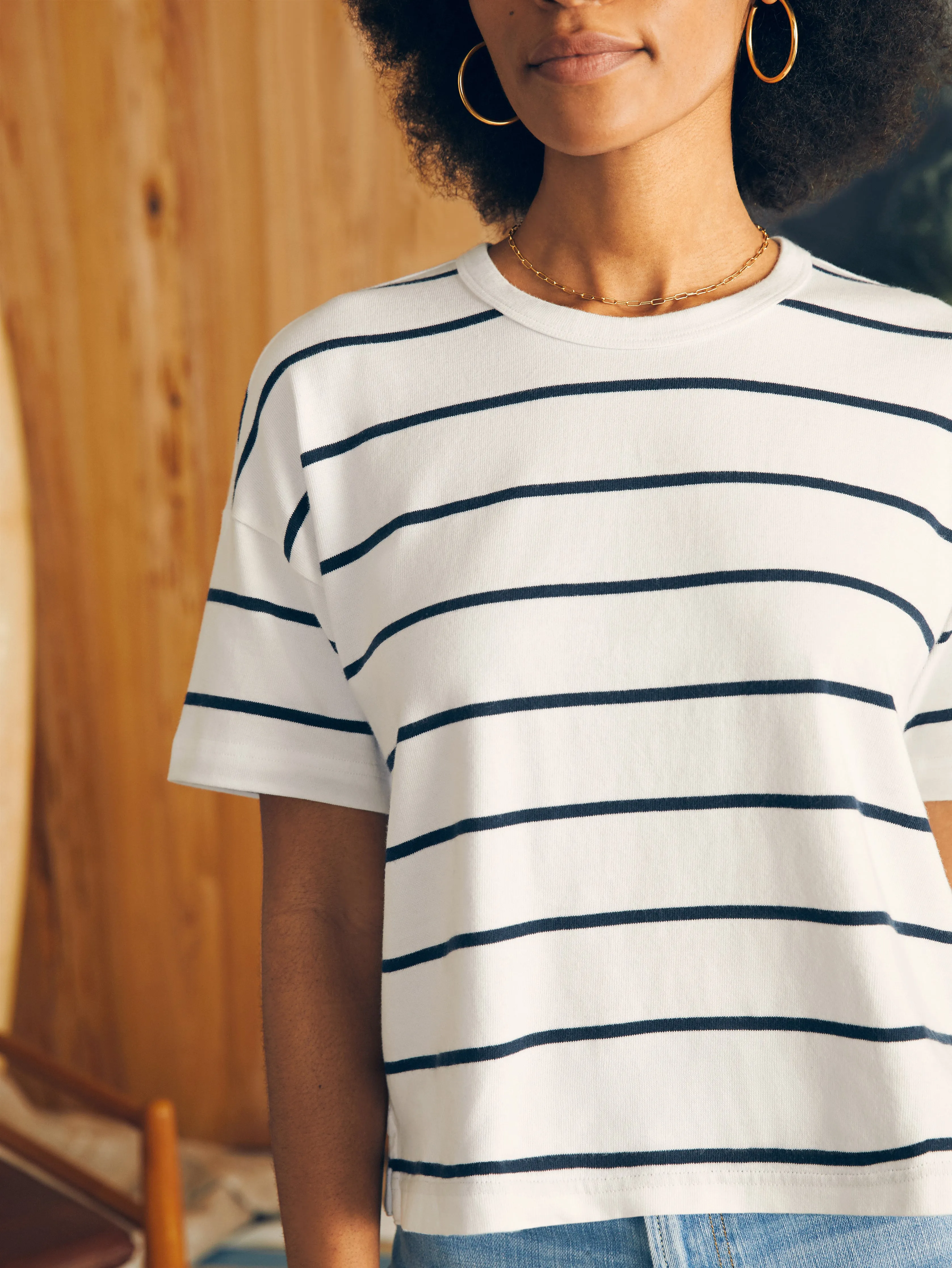 Sport Jersey Short-Sleeve Tee - White Osprey Stripe sold by Faherty product image thumbnail 2
