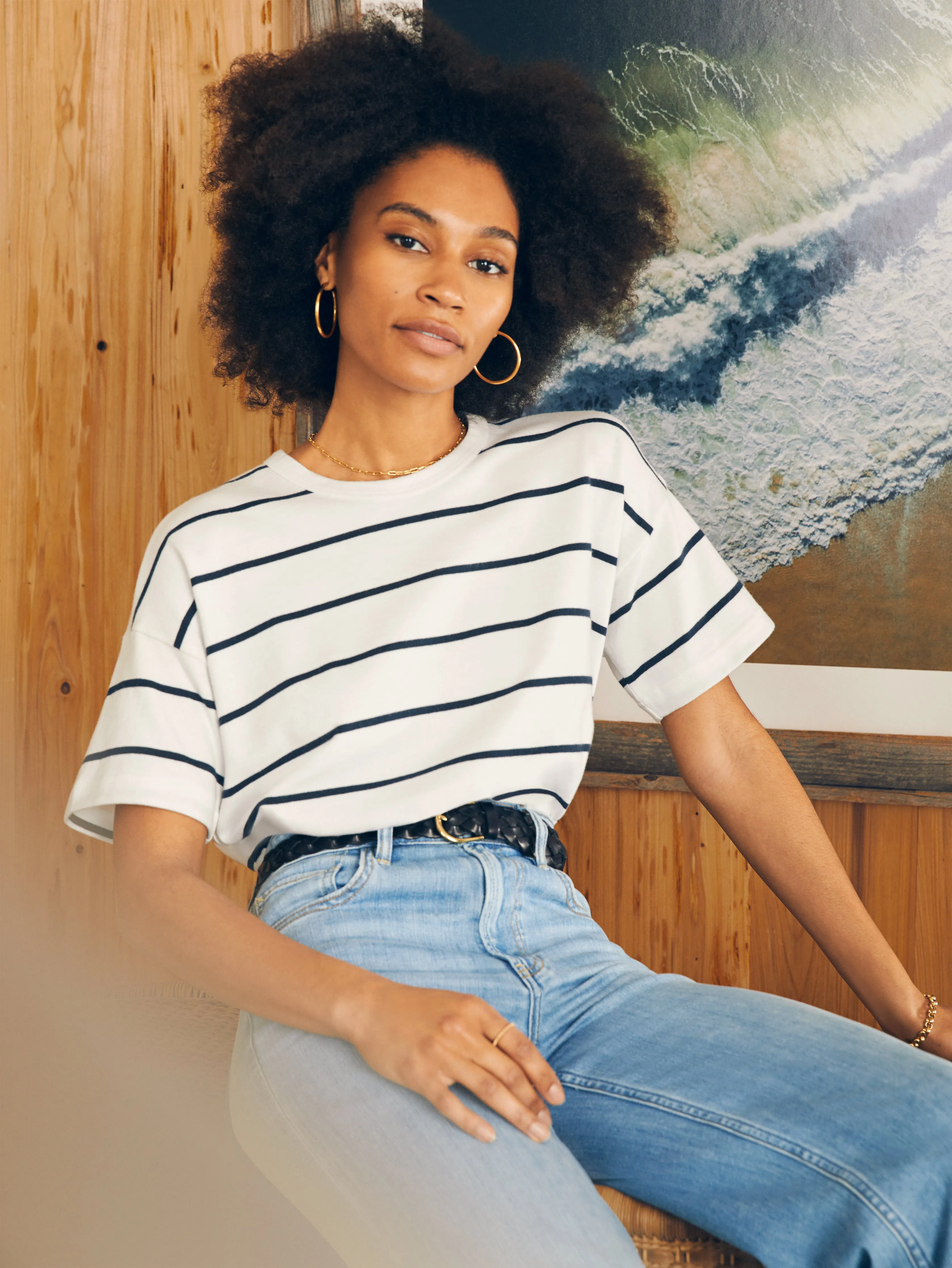 Sport Jersey Short-Sleeve Tee - White Osprey Stripe sold by Faherty