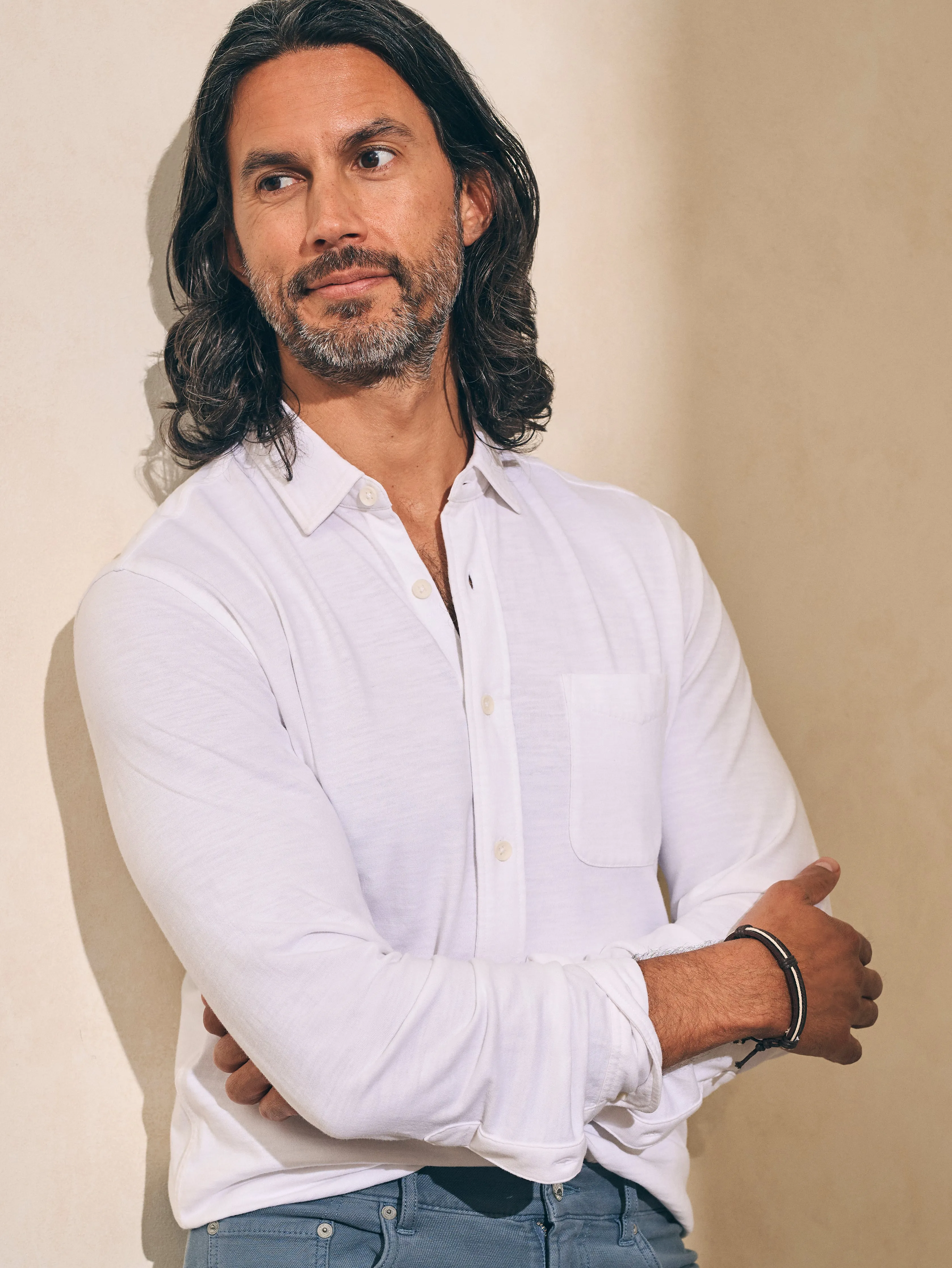 Sunwashed Knit Shirt (Single Pocket) - White sold by Faherty product image thumbnail 2