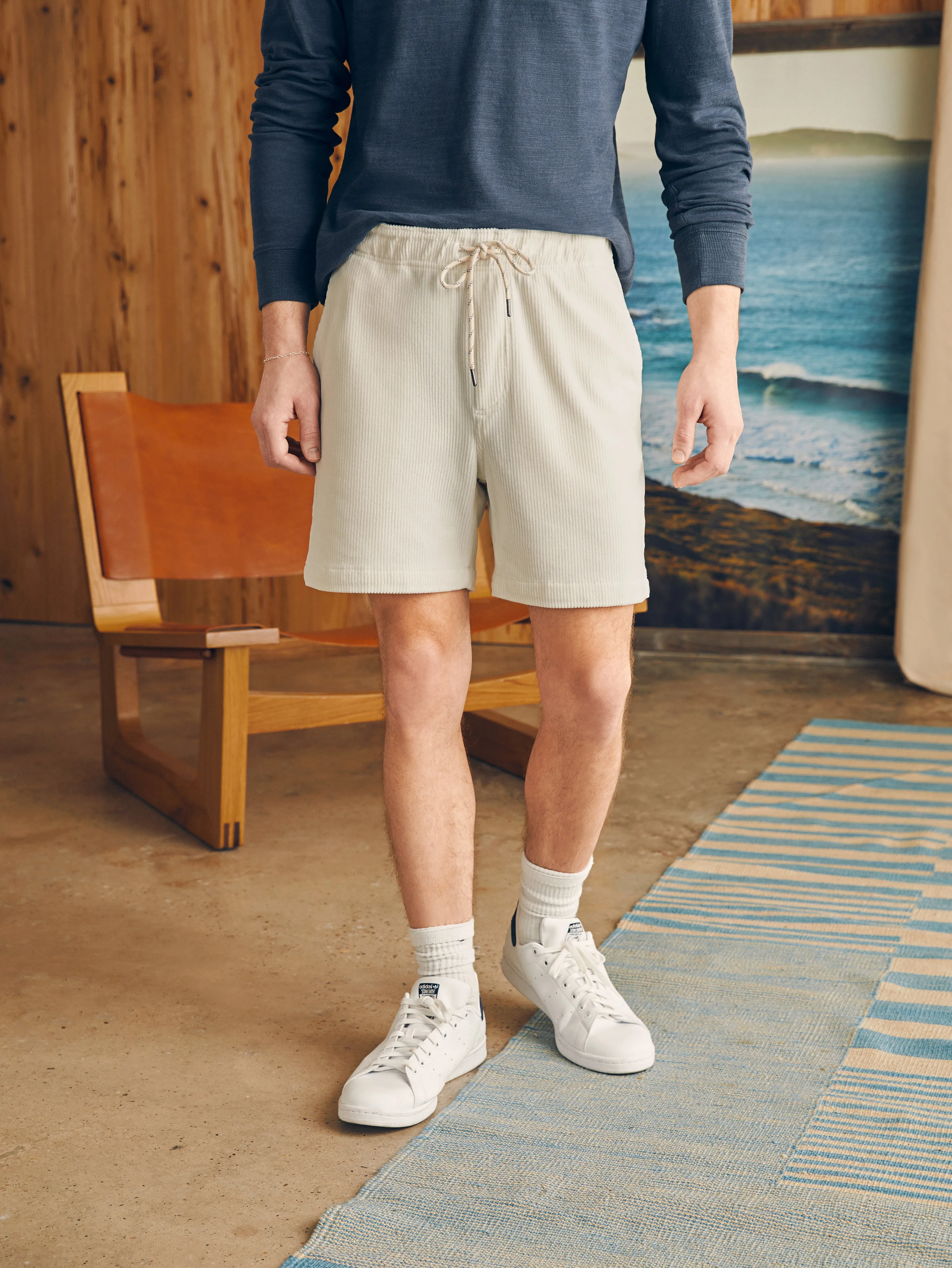 Essential Italian Knit Cord Short (6" Inseam) - Stone sold by Faherty