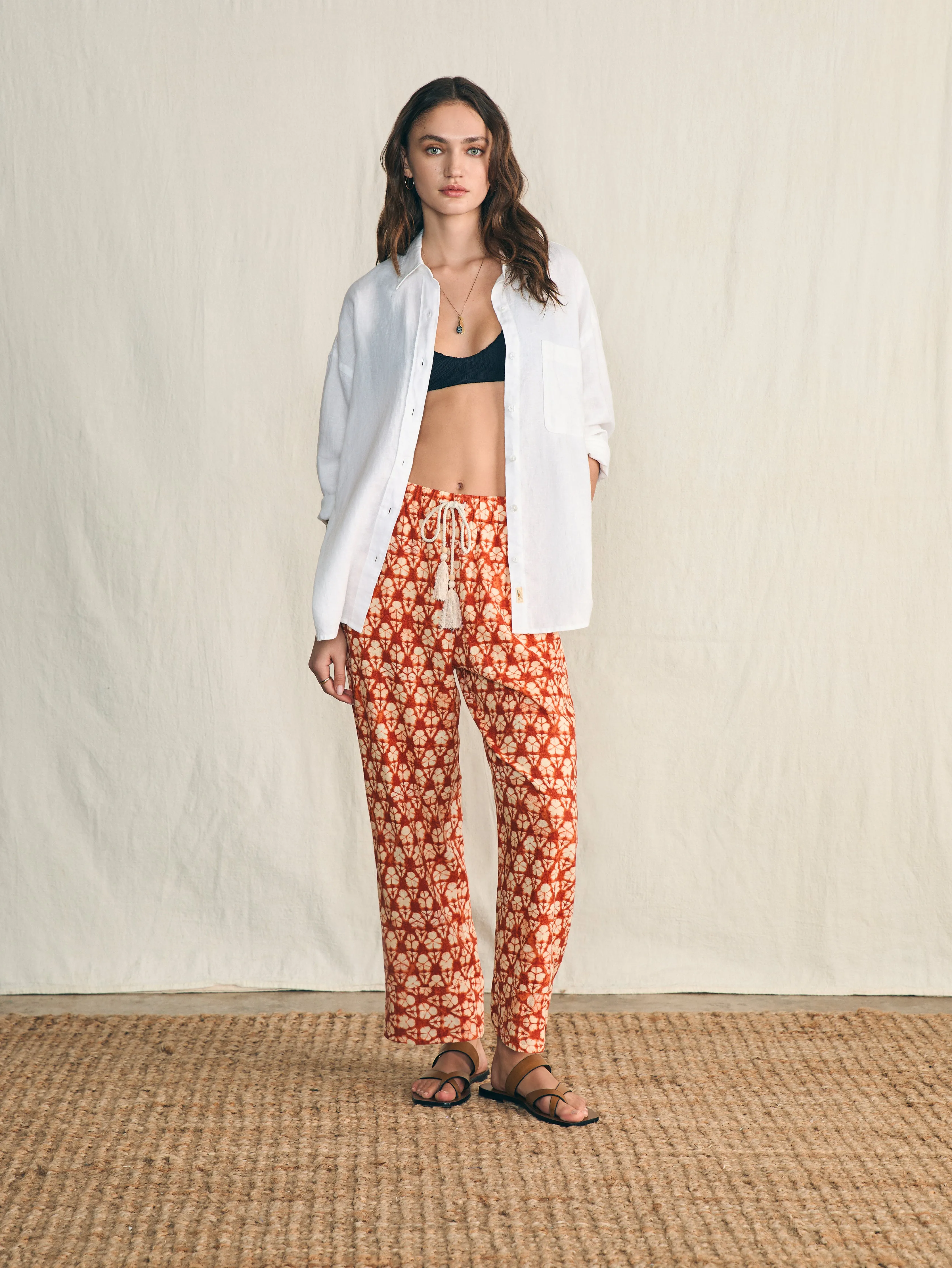 Pacific Beach Linen Pant - Spiced Shibori Print sold by Faherty product image thumbnail 3