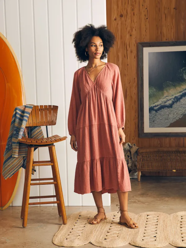 Dream Cotton Gauze Sirene Midi Dress - Kelly Pink sold by Faherty