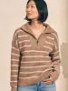 Mariner Sweater - Camel Stripe sold by Faherty