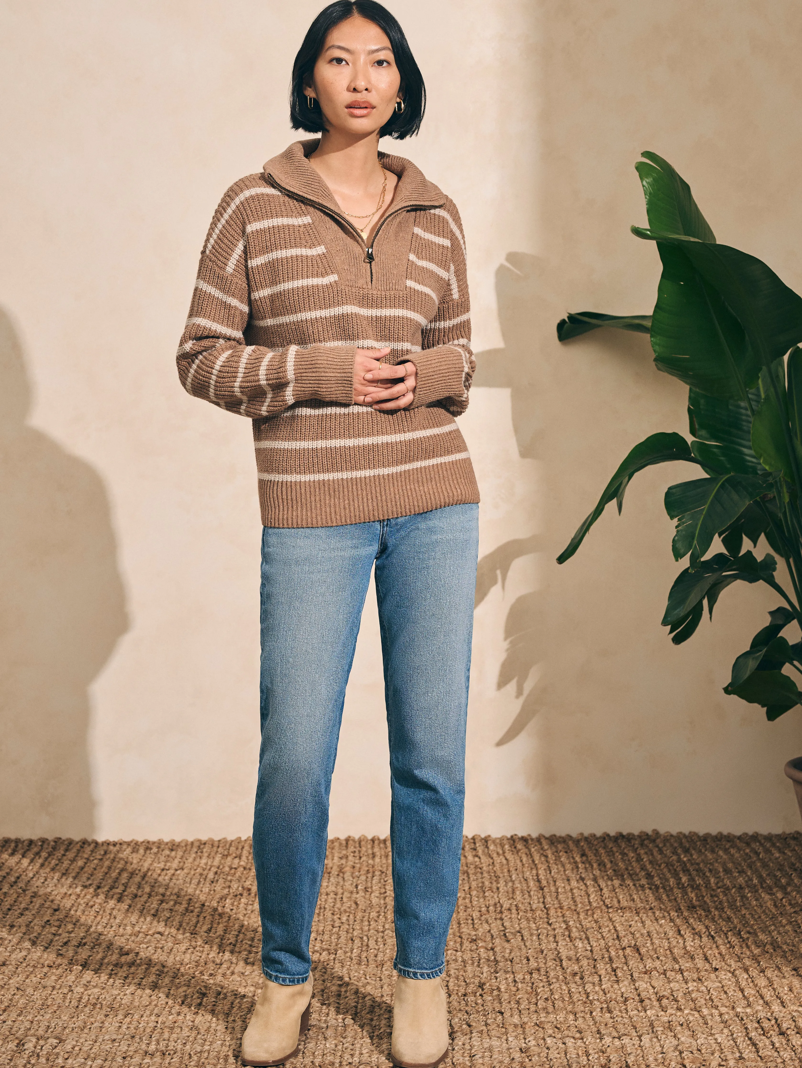 Mariner Sweater - Camel Stripe sold by Faherty product image thumbnail 4