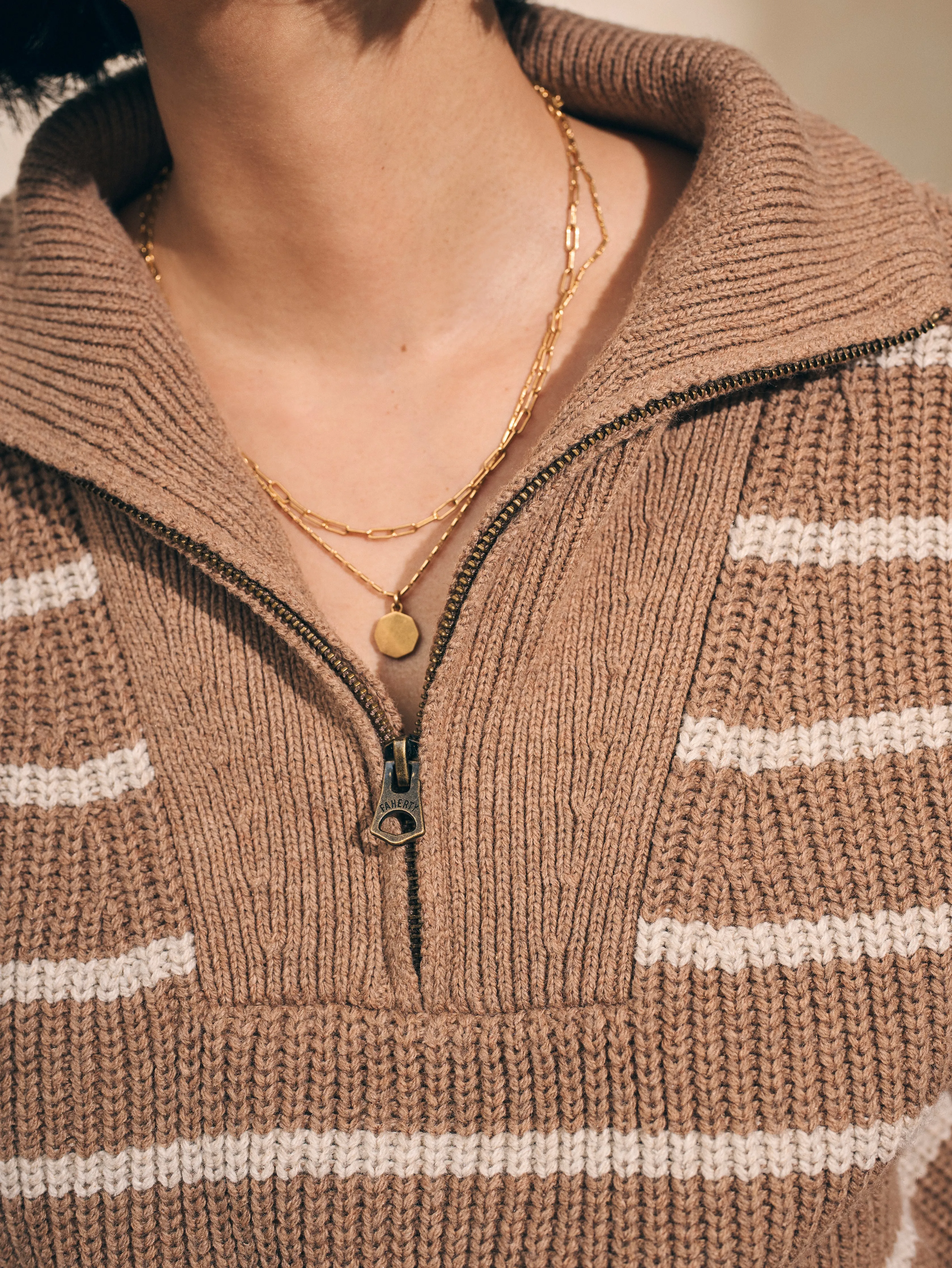 Mariner Sweater - Camel Stripe sold by Faherty product image thumbnail 3