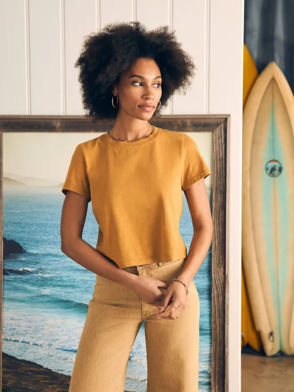 Sunwashed Cropped Crew Tee - Wood Thrush sold by Faherty