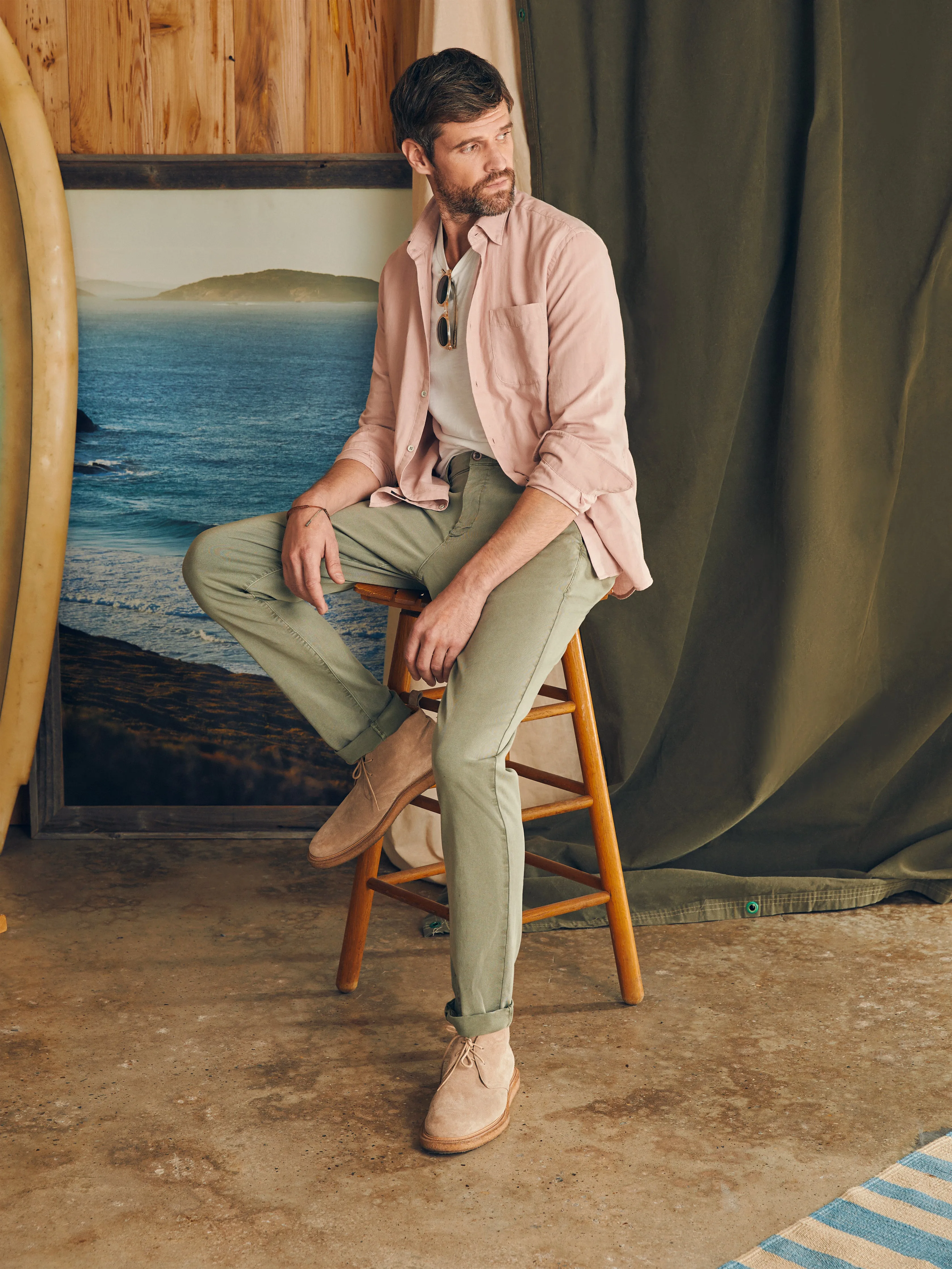 Coastline Stretch Chino (34" Inseam) - Mountain Olive sold by Faherty product image thumbnail 5