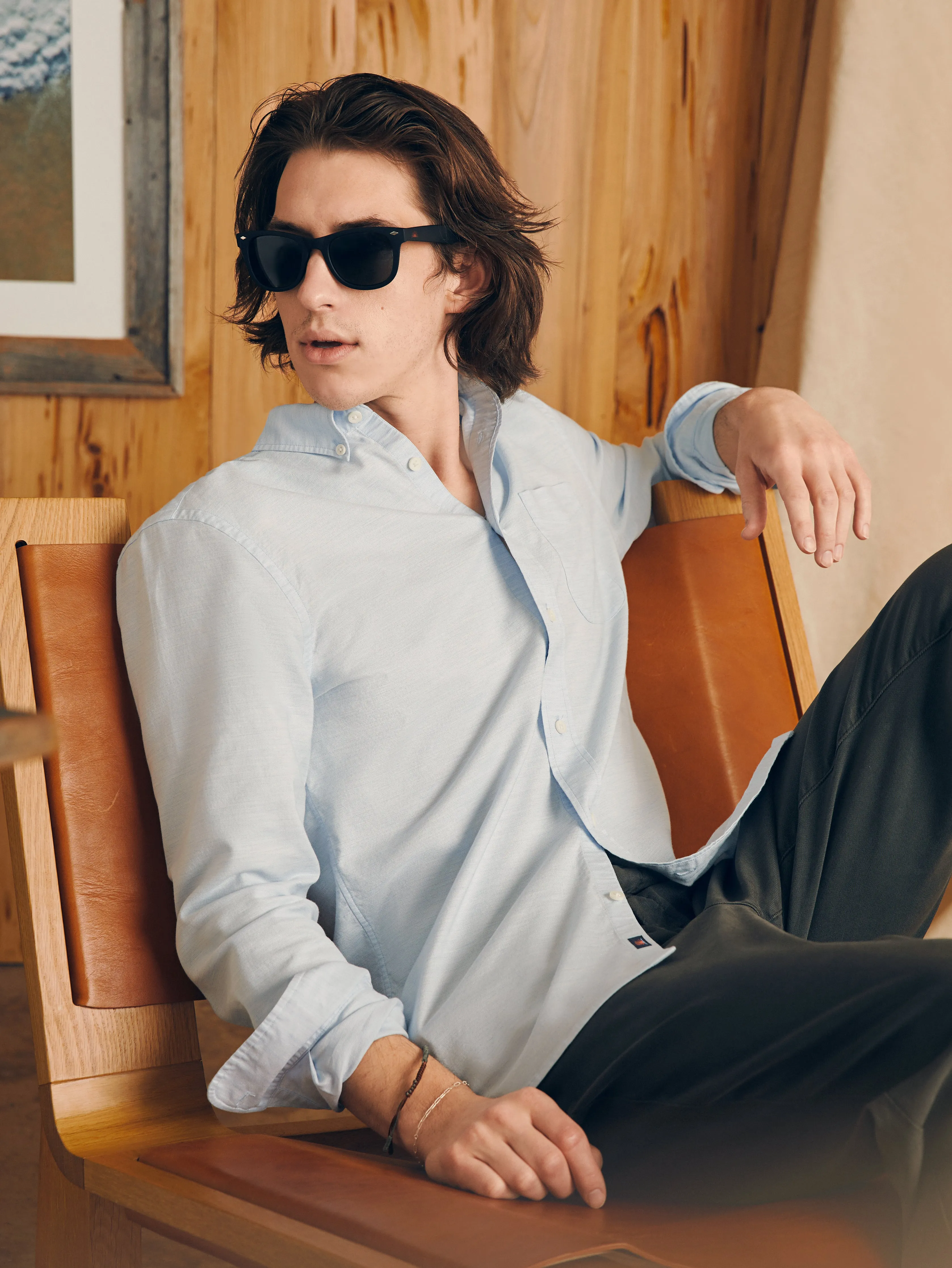 Supima Oxford Shirt - Blue Heather sold by Faherty product image thumbnail 3