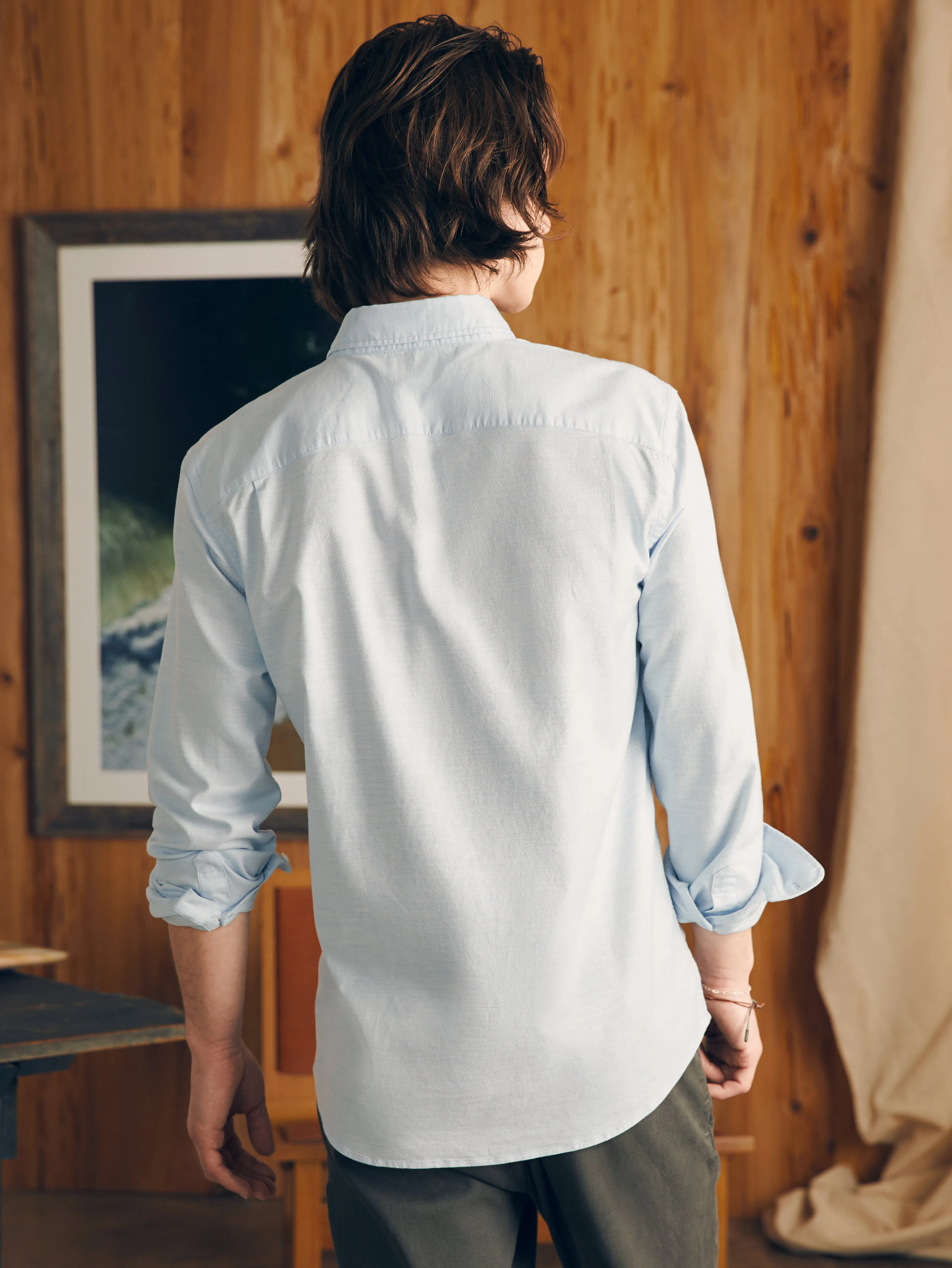Supima Oxford Shirt - Blue Heather sold by Faherty product image thumbnail 5