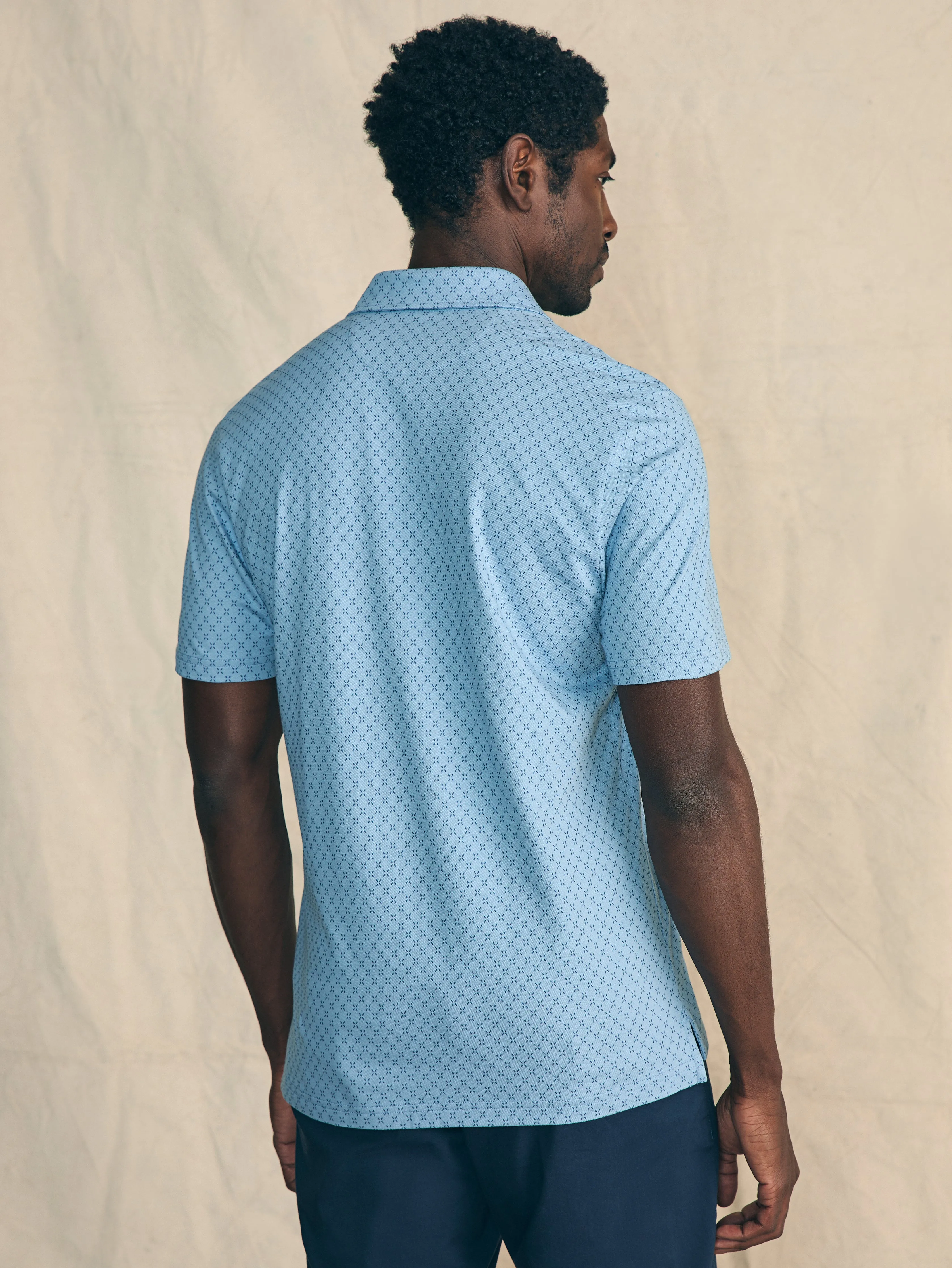Movement™ Short-Sleeve Pique Polo Shirt - Blue Surfboard Geo sold by Faherty product image thumbnail 5