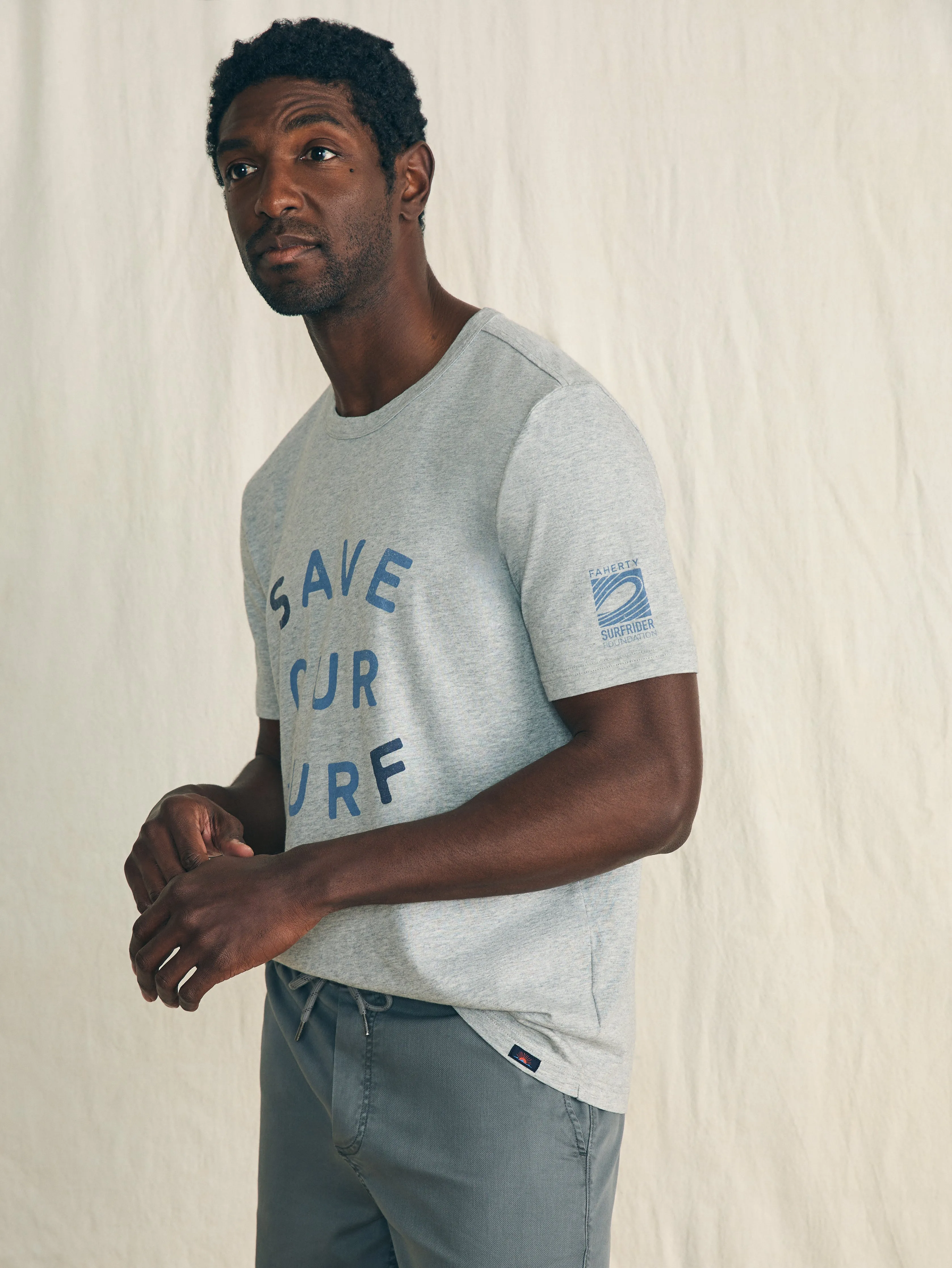 Short-Sleeve Surfrider Sunwashed Tee - Heather Grey sold by Faherty product image thumbnail 2
