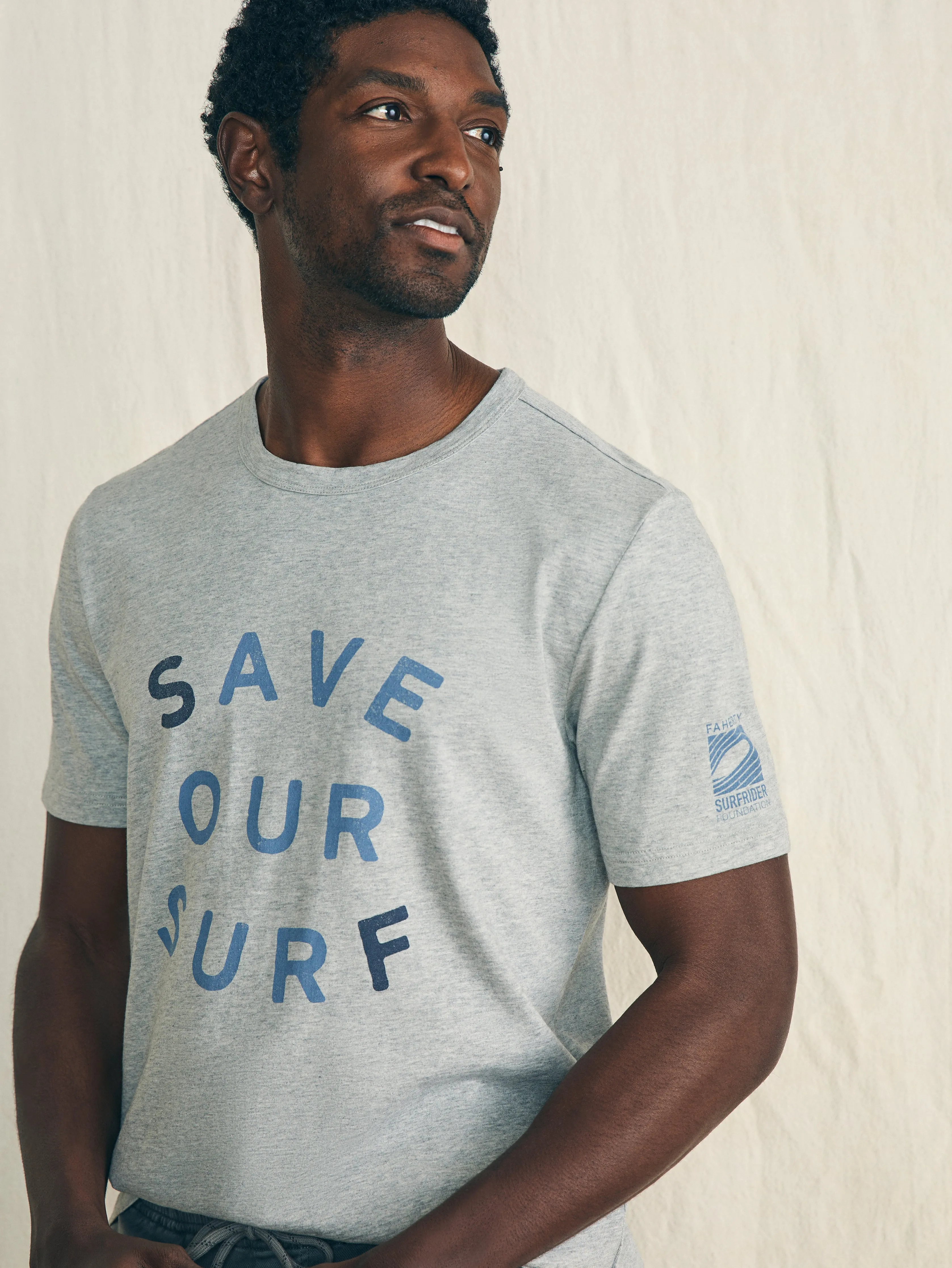 Short-Sleeve Surfrider Sunwashed Tee - Heather Grey sold by Faherty product image thumbnail 3