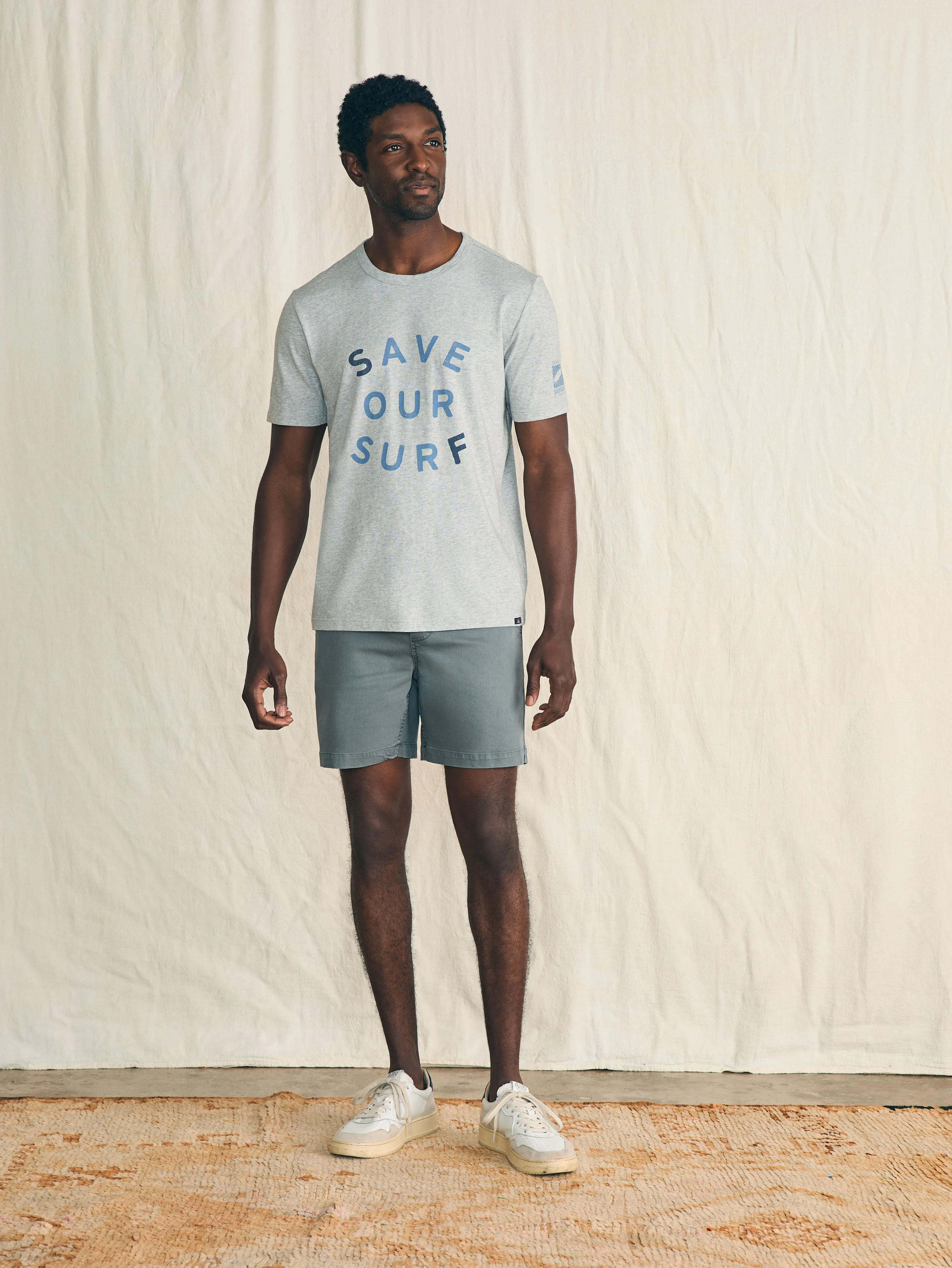 Short-Sleeve Surfrider Sunwashed Tee - Heather Grey sold by Faherty product image thumbnail 5