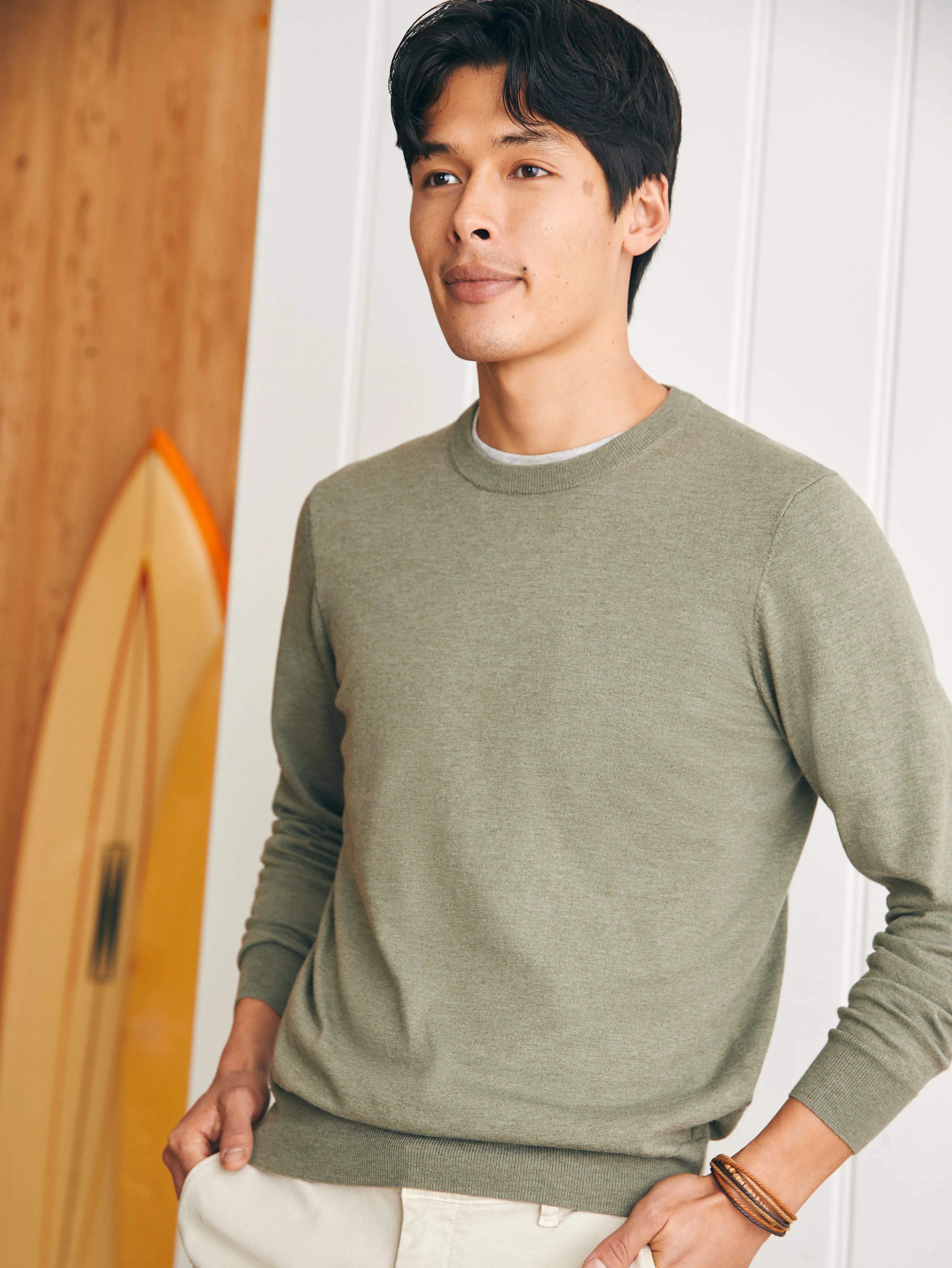 Movement™ Crewneck Sweater - Western Sage Heather sold by Faherty product image thumbnail 3
