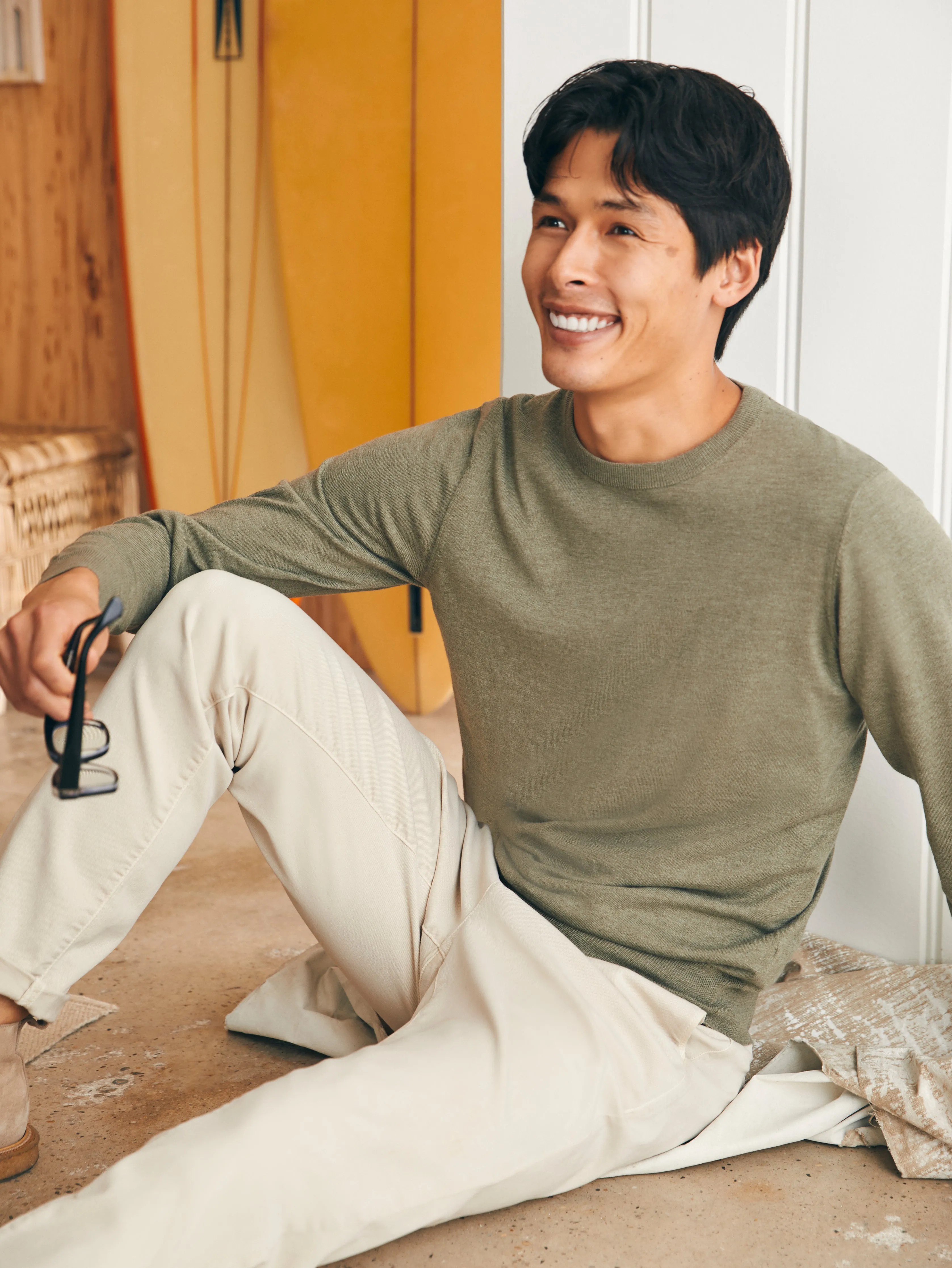 Movement™ Crewneck Sweater - Western Sage Heather sold by Faherty
