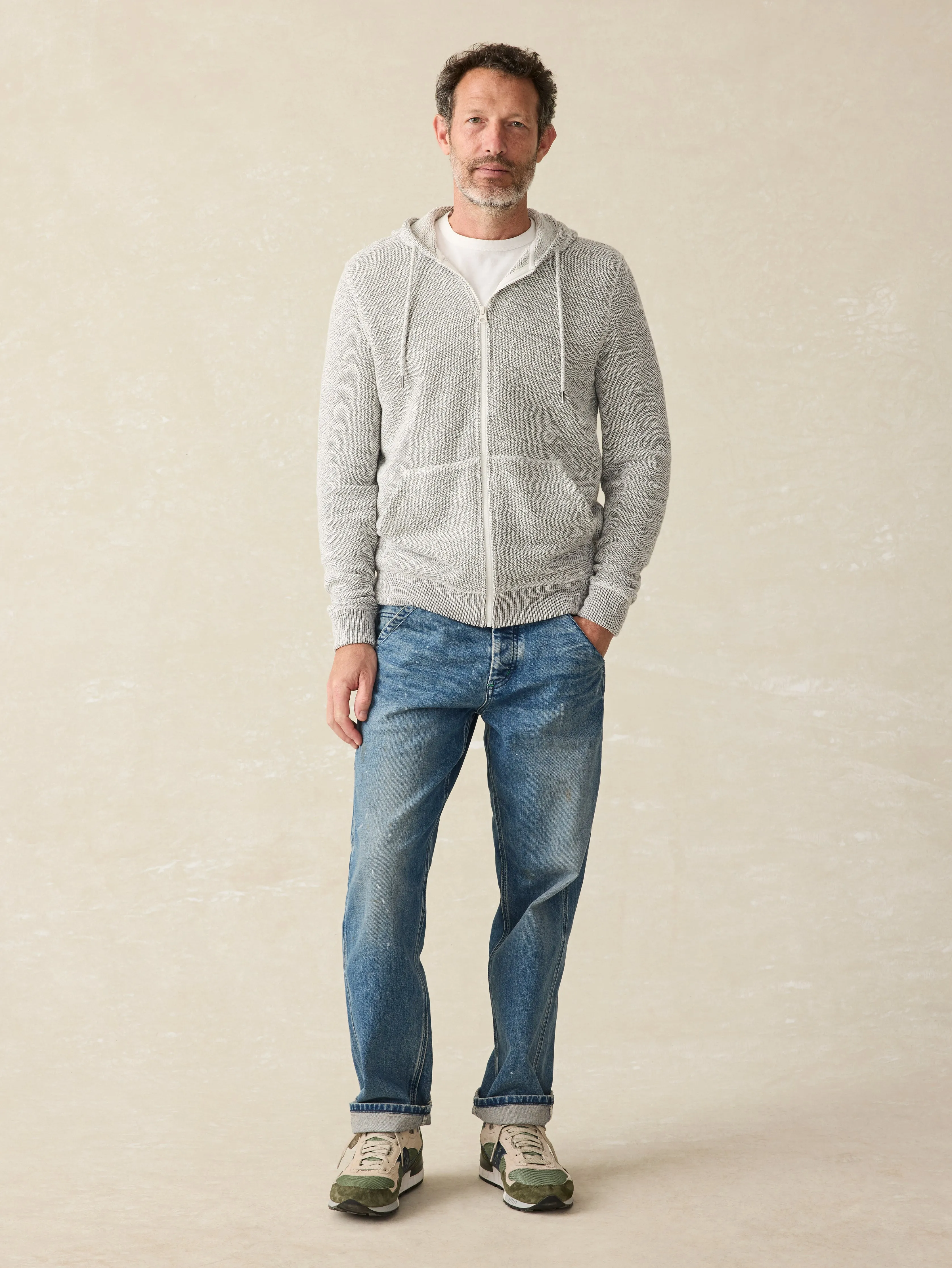 Whitewater Full Zip Hoodie (Tall) - Grey Shell Loop sold by Faherty product image thumbnail 4