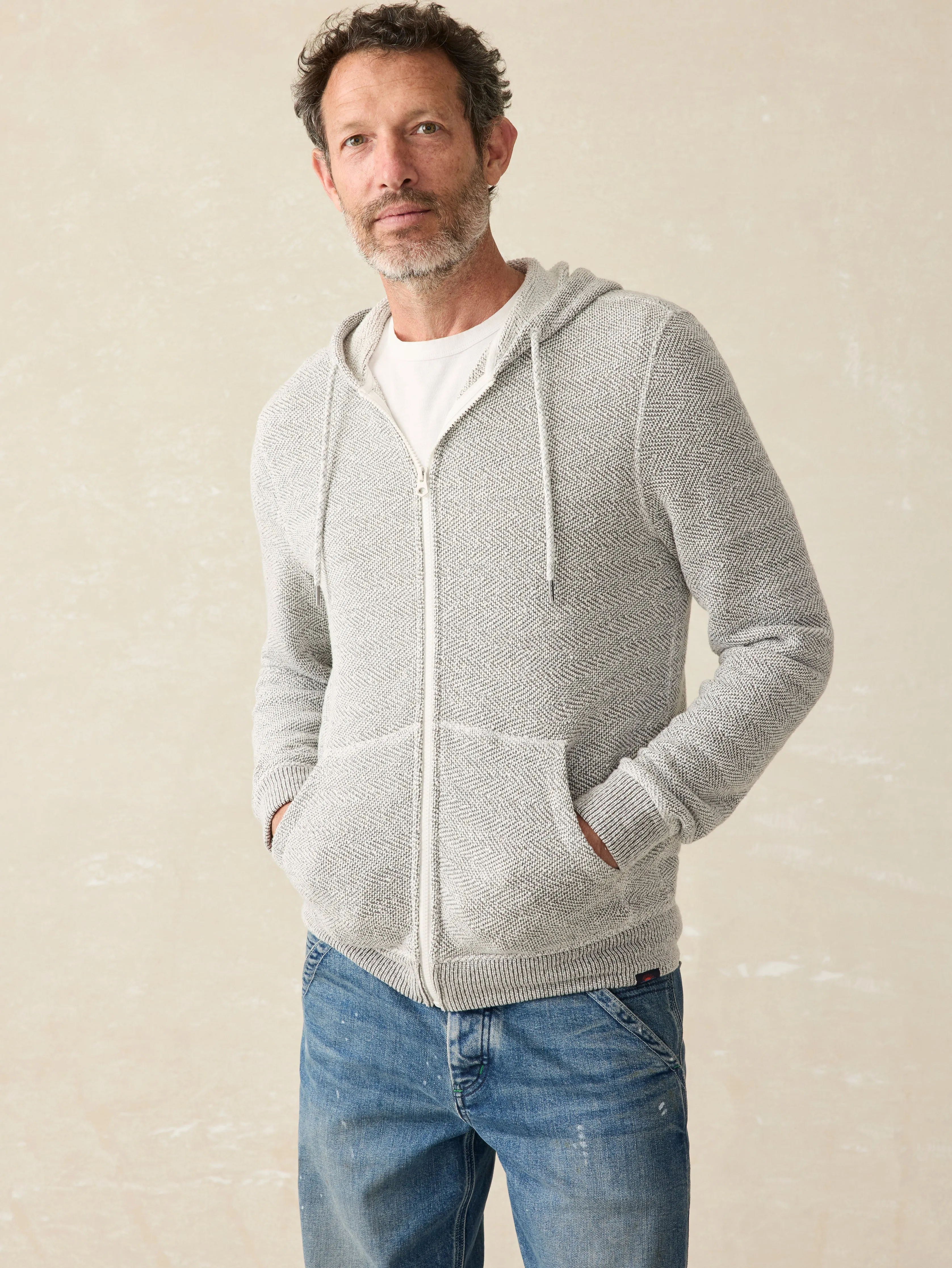 Whitewater Full Zip Hoodie (Tall) - Grey Shell Loop sold by Faherty product image thumbnail 3
