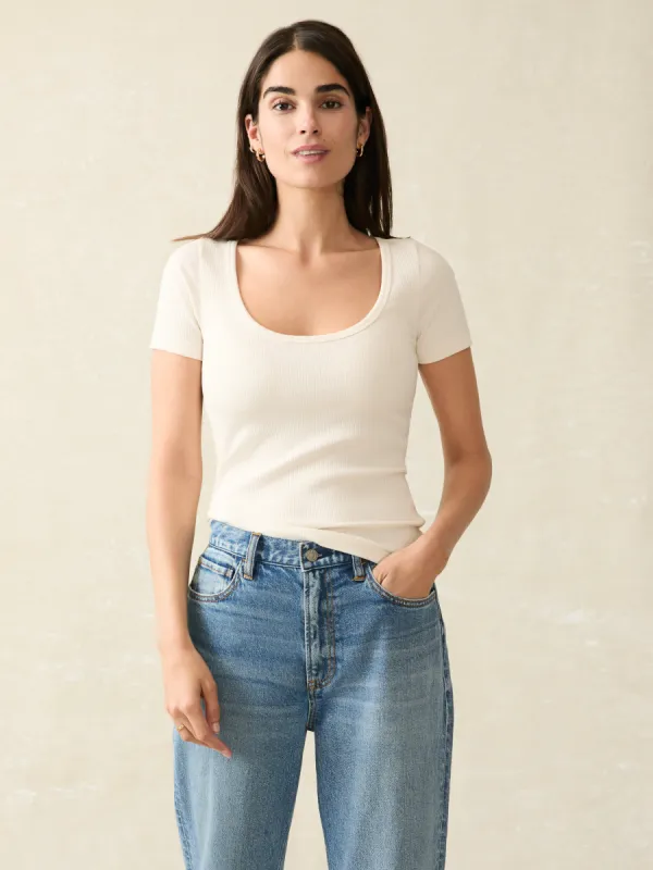 Freestyle Rib Knit Tee - Egret sold by Faherty