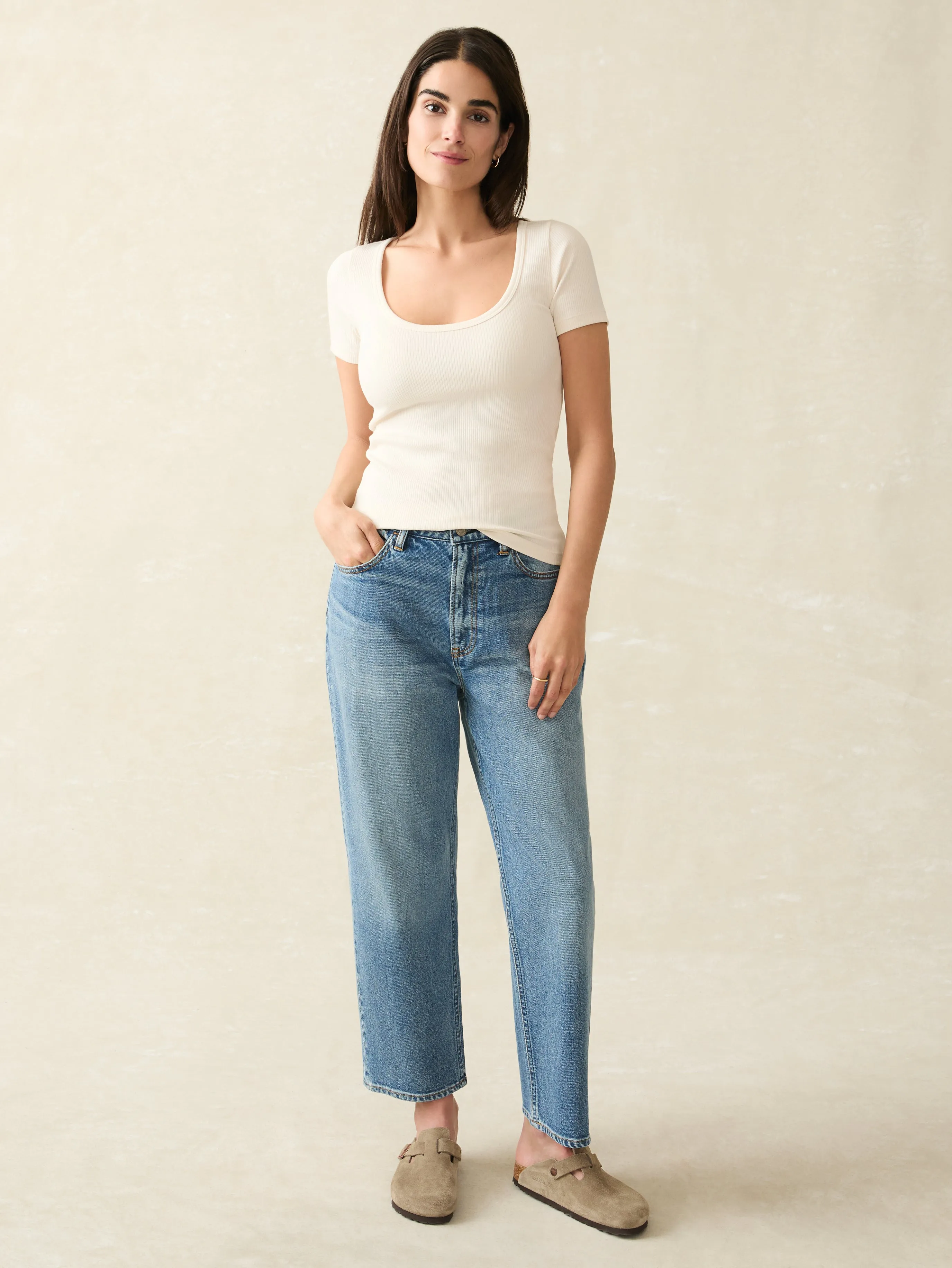 Freestyle Rib Knit Tee - Egret sold by Faherty product image thumbnail 4