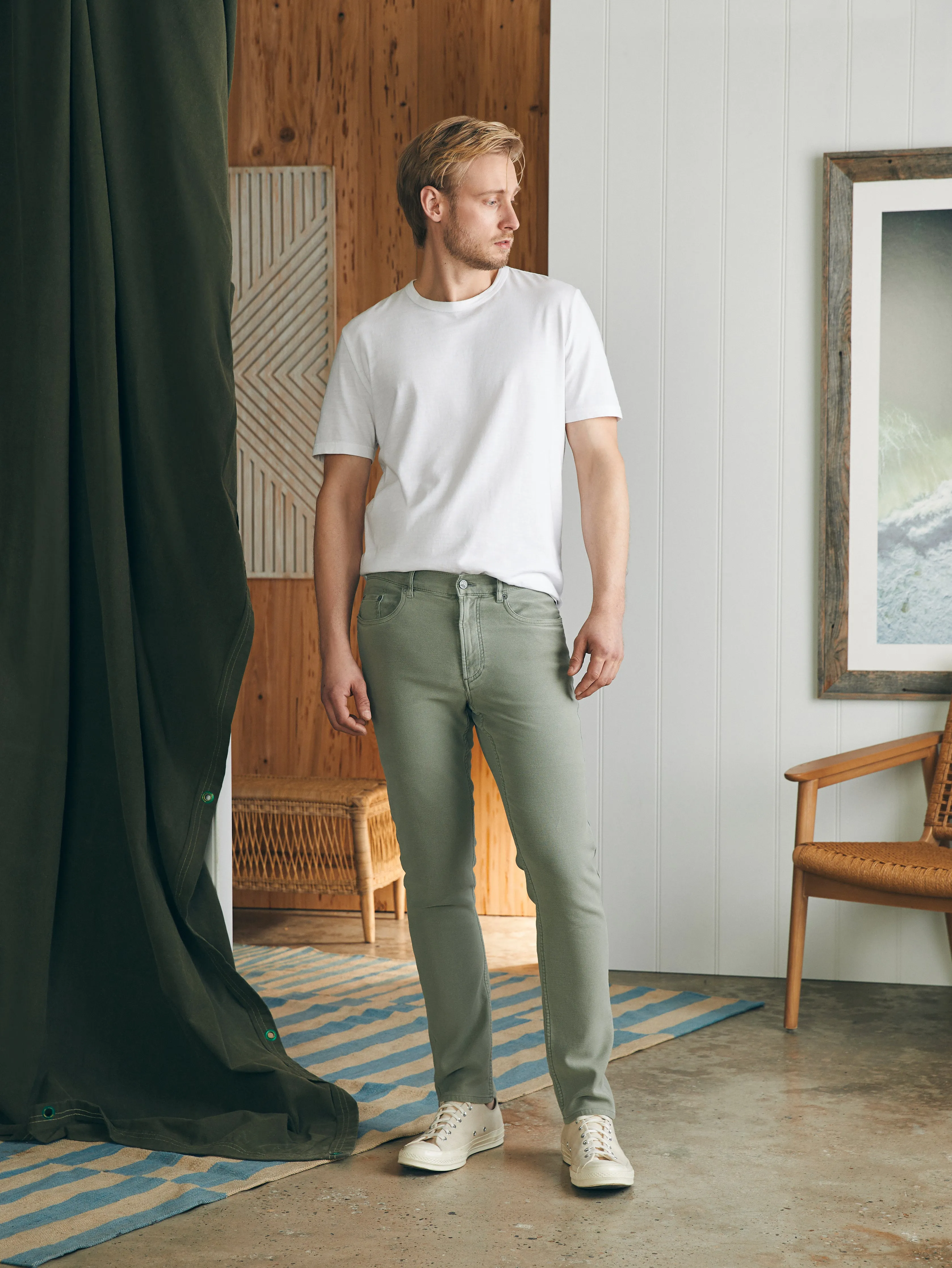 Stretch Terry 5-Pocket Pant (34" Inseam) - Faded Olive sold by Faherty product image thumbnail 2