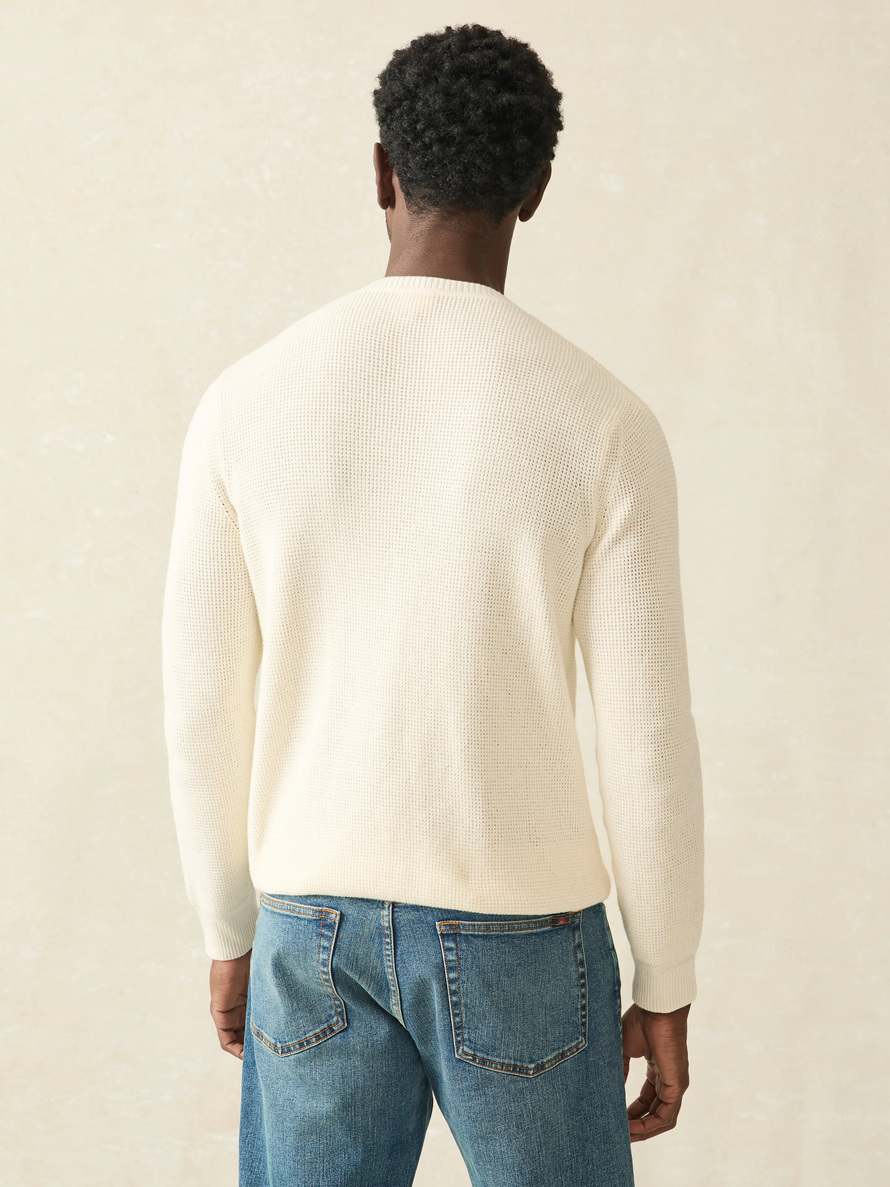 Sunwashed Crewneck Sweater - White Shell sold by Faherty product image thumbnail 5