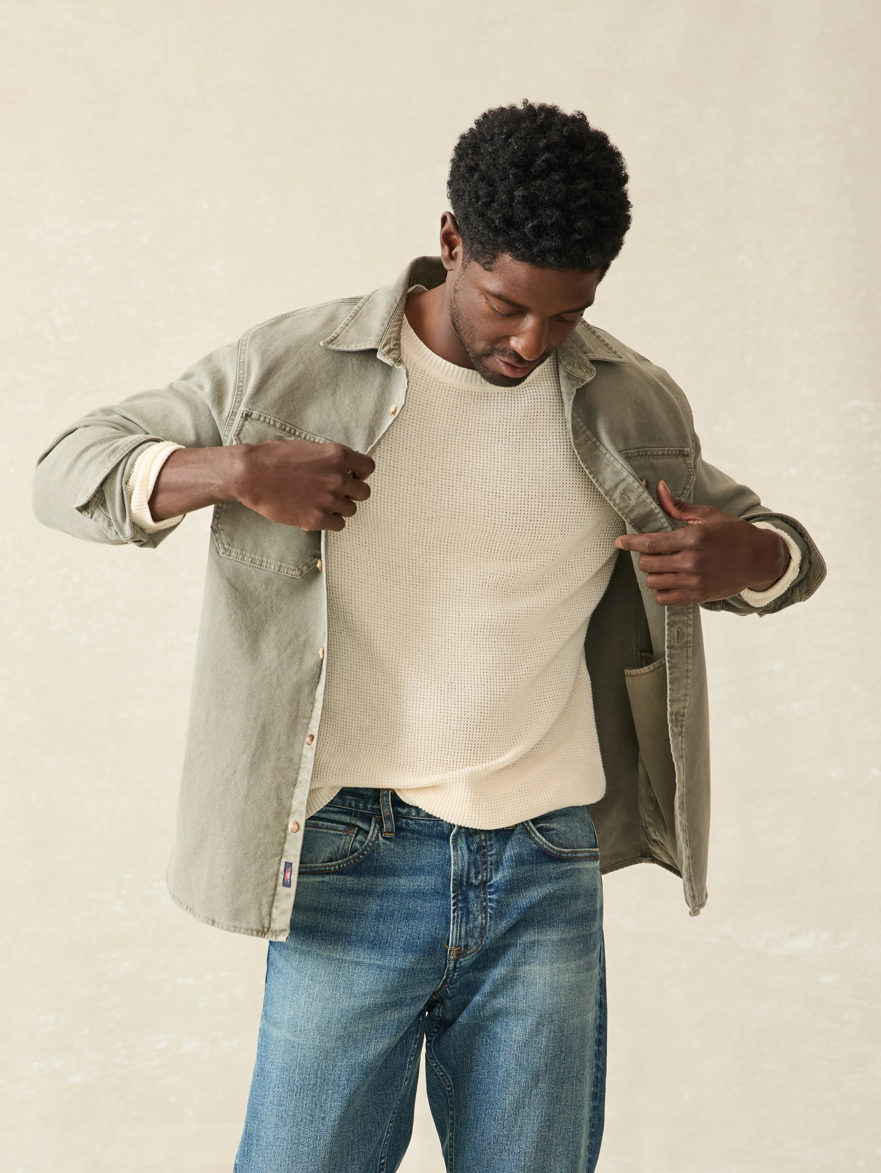 Sunwashed Crewneck Sweater - White Shell sold by Faherty product image thumbnail 4