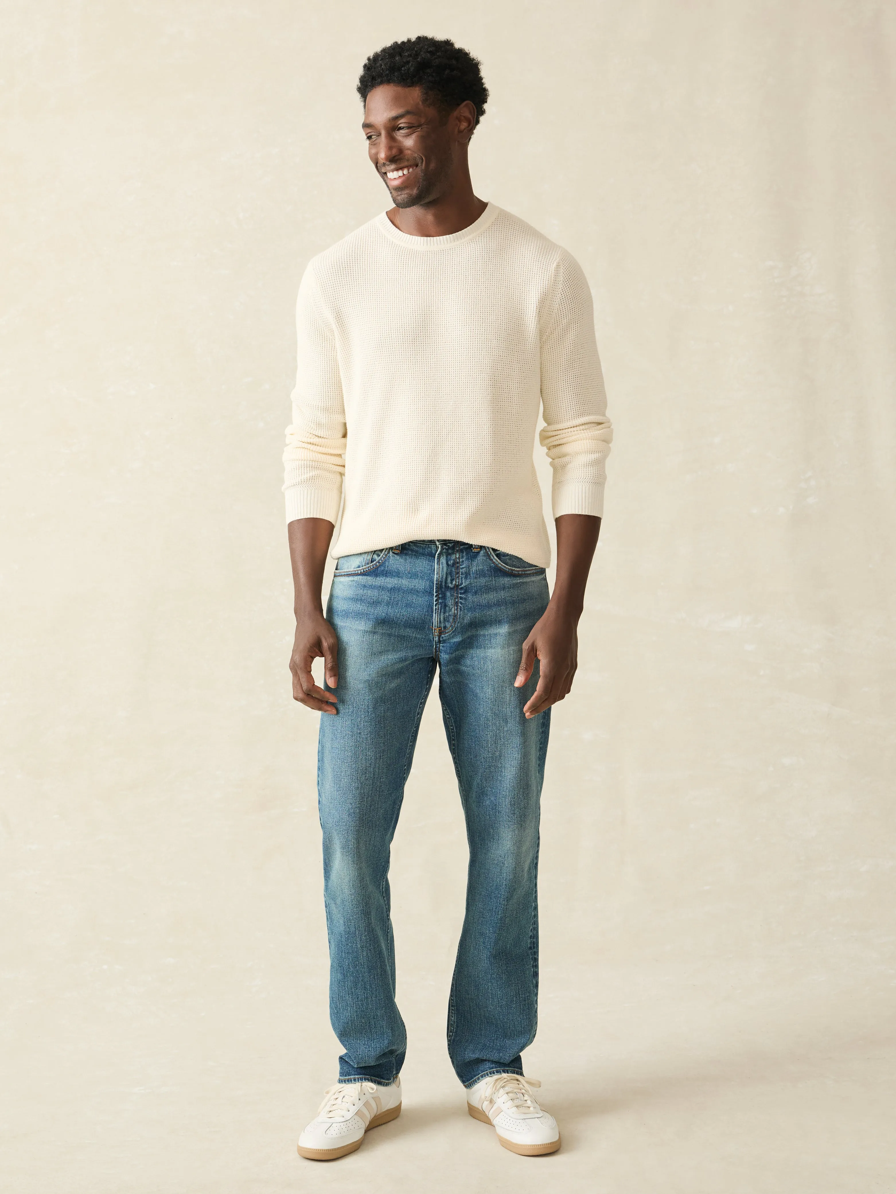 Sunwashed Crewneck Sweater - White Shell sold by Faherty product image thumbnail 3