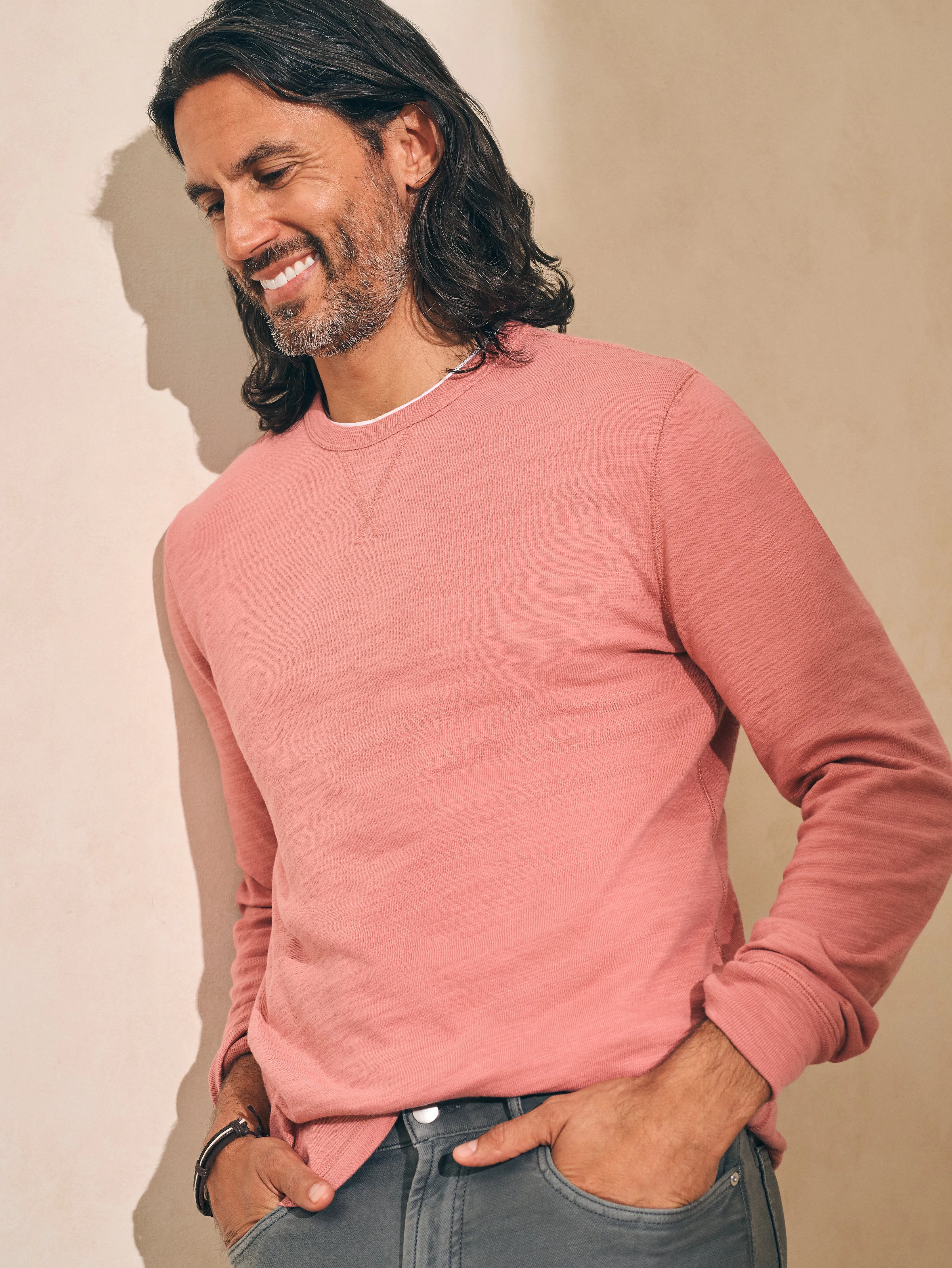 Sunwashed Slub Crew - Faded Flag sold by Faherty