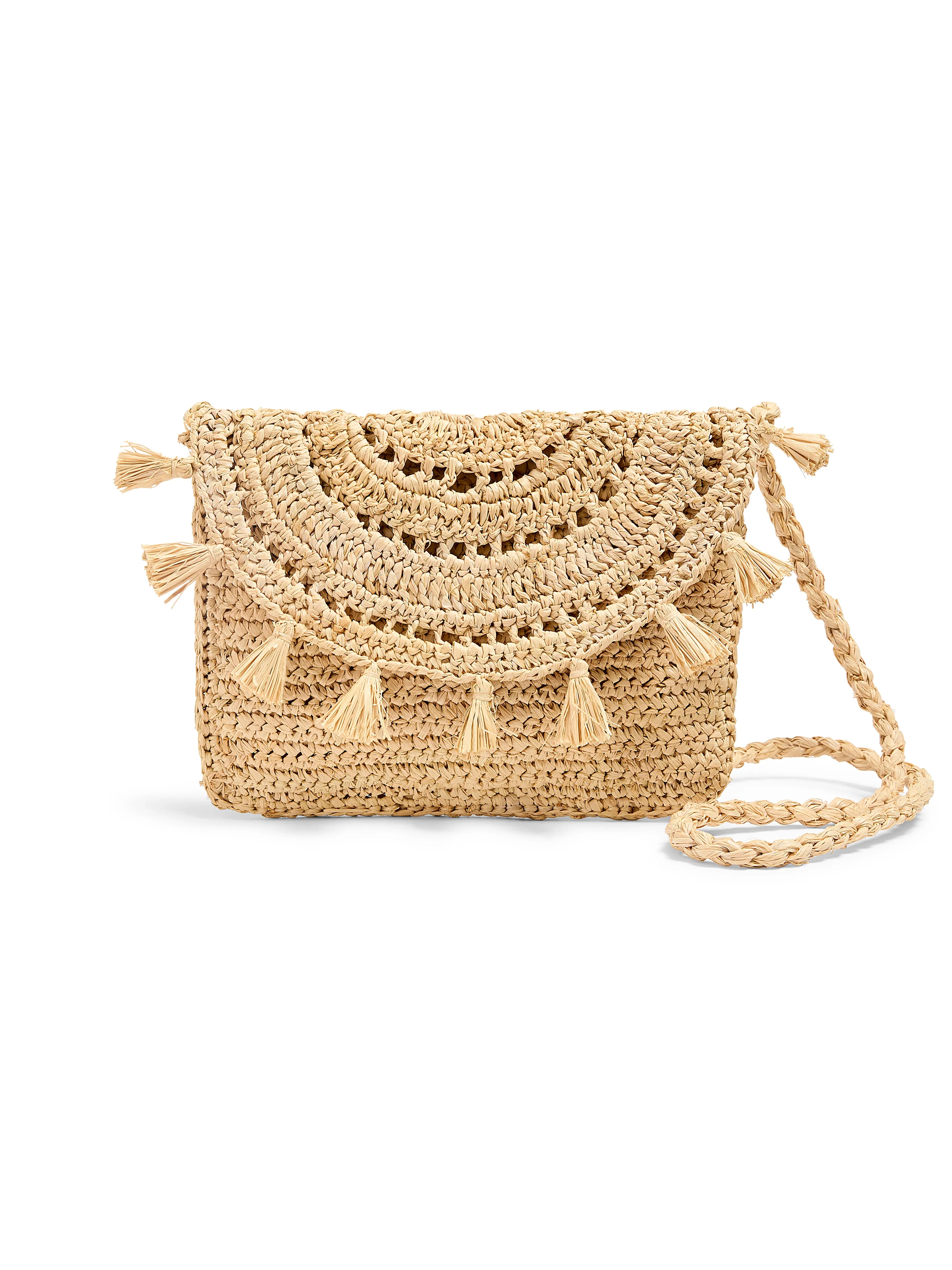 Raffia Tassel Clutch - Natural sold by Faherty