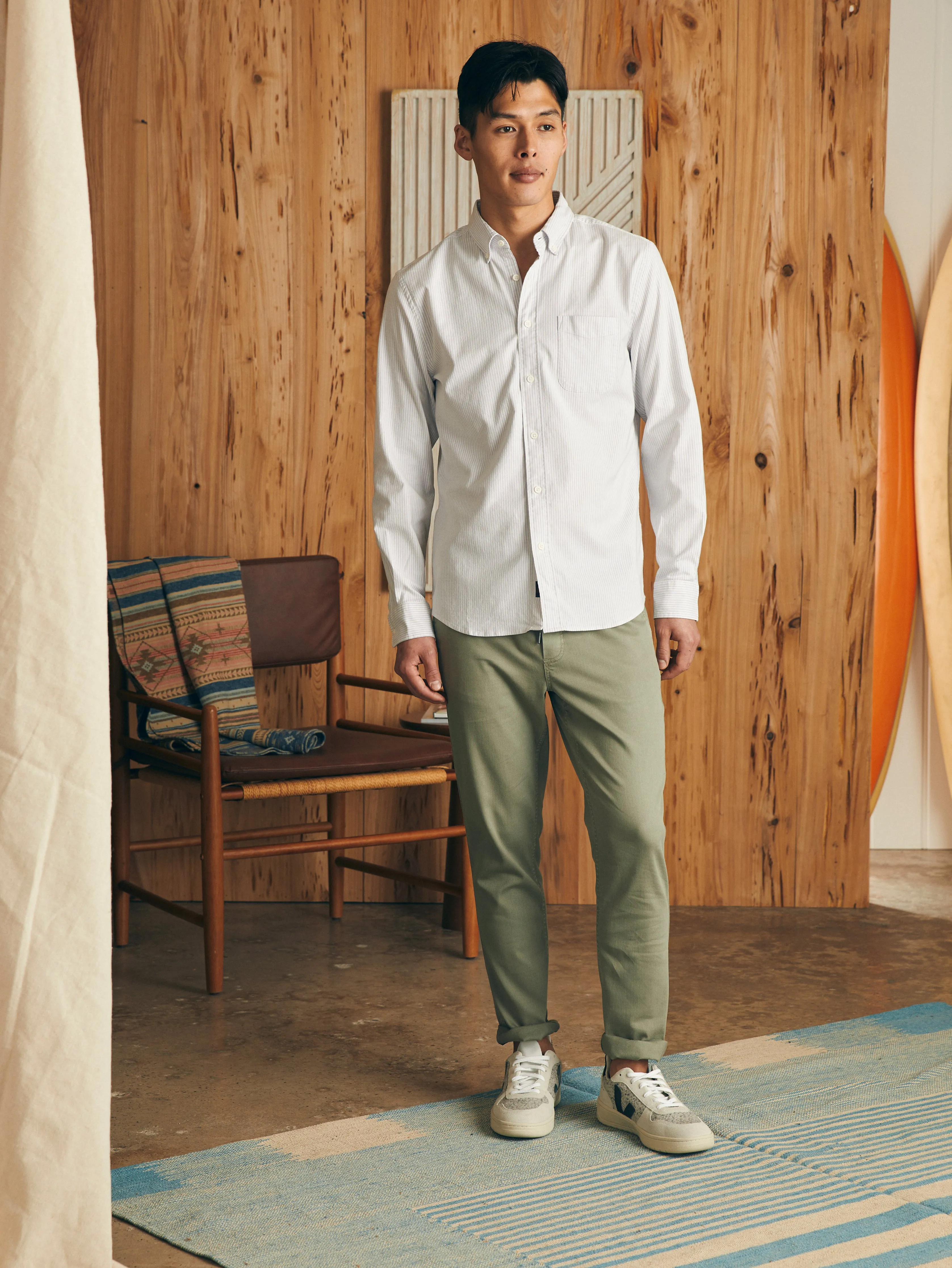 Supima Oxford Shirt - Lavender Stripe sold by Faherty product image thumbnail 4