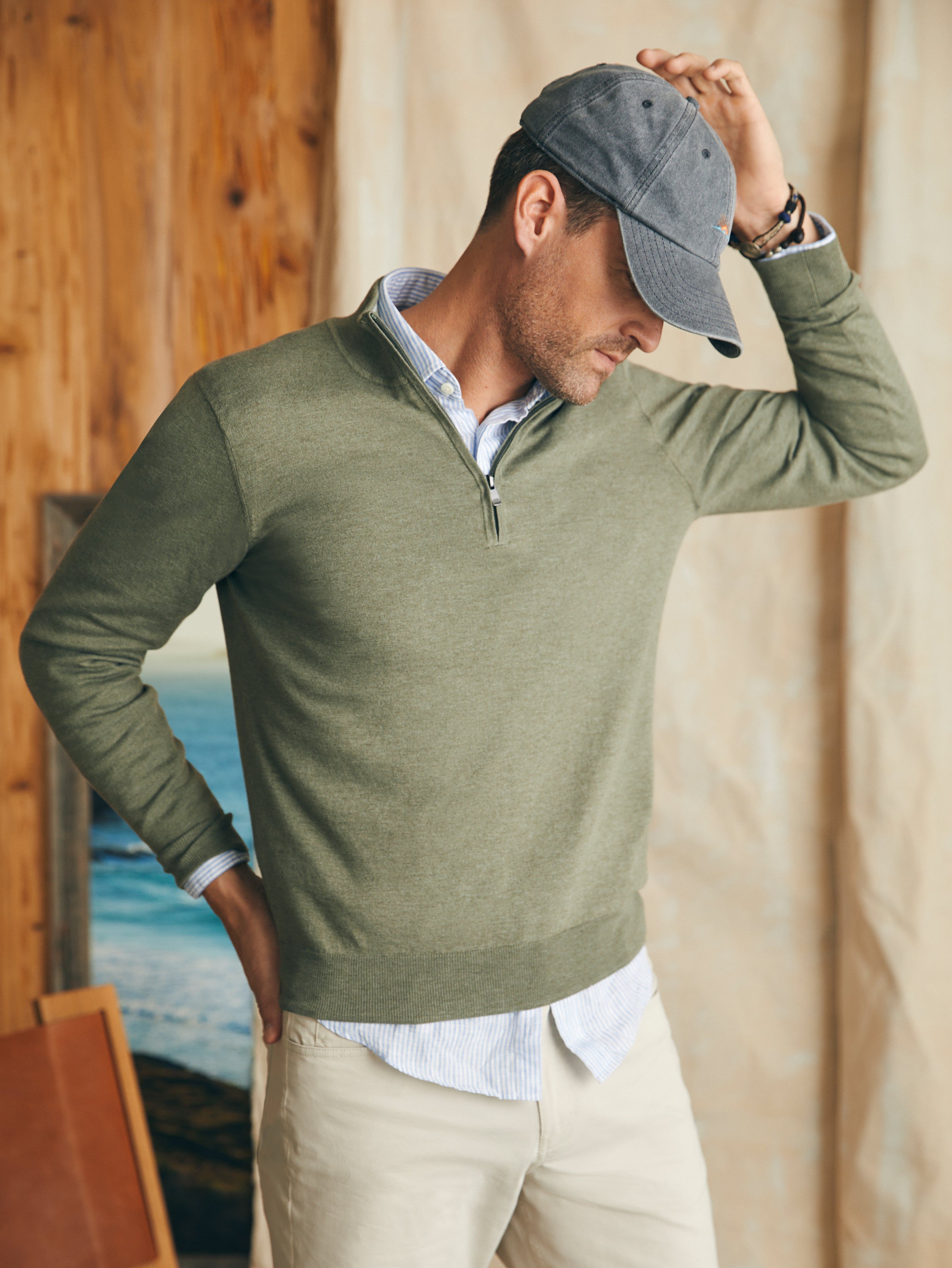 Movement™ Quarter Zip Sweater - Western Sage Heather sold by Faherty product image thumbnail 3