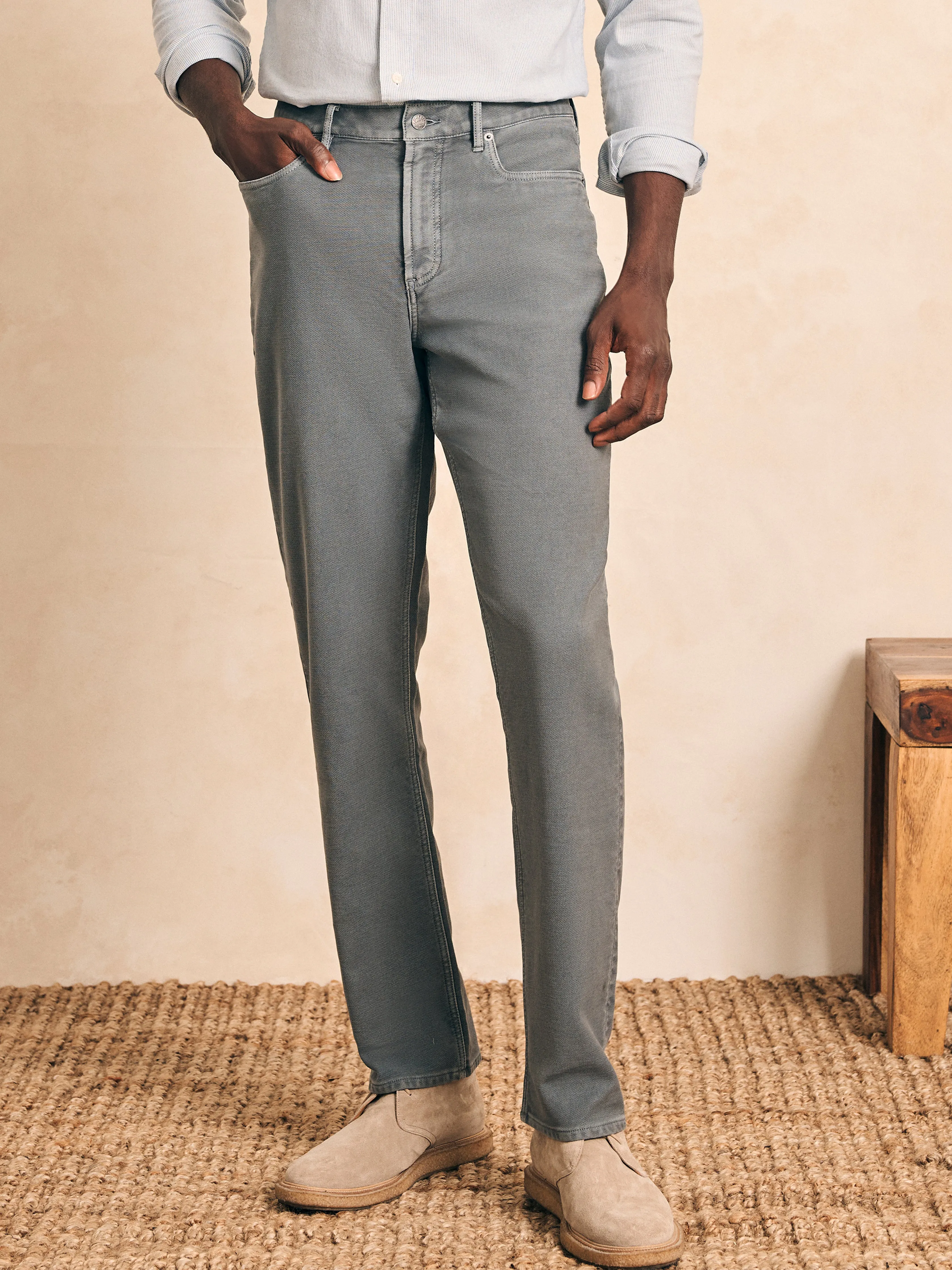 Stretch Terry 5-Pocket Athletic Fit Pant (34" Inseam) - Slate sold by Faherty product image thumbnail 2