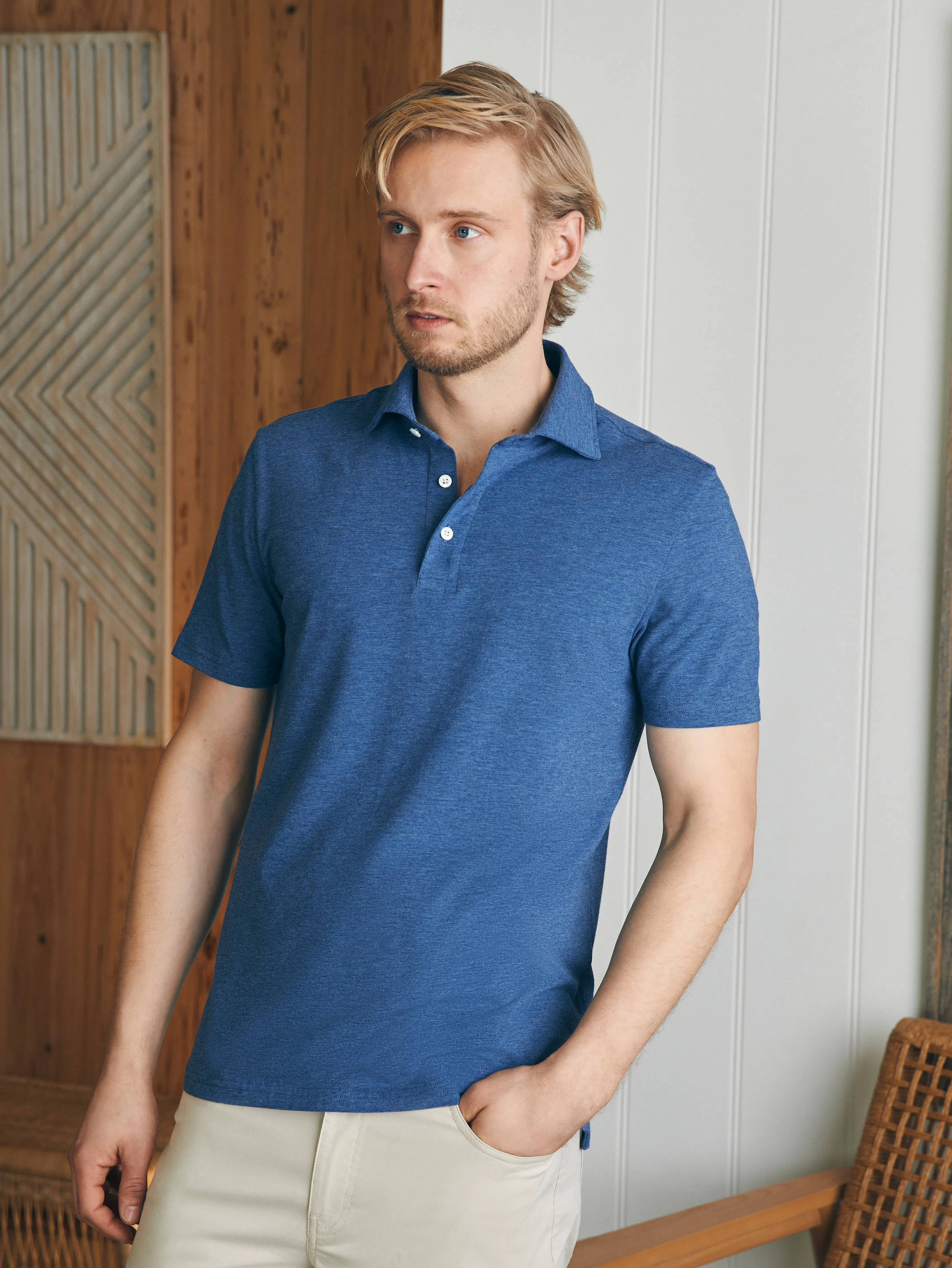 Movement™ Short-Sleeve Polo Shirt (Tall) - Sea Navy Heather sold by Faherty