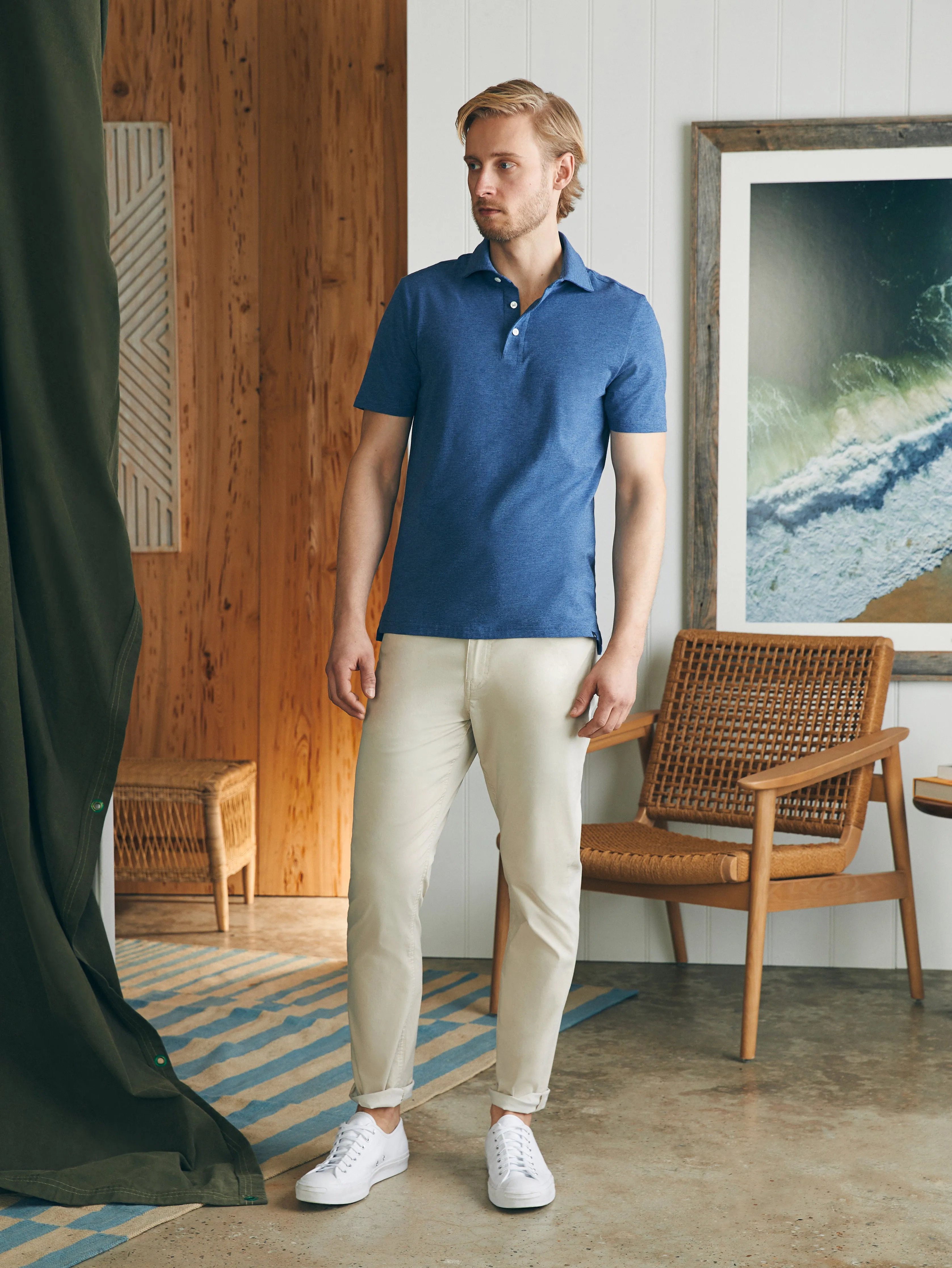 Movement™ Short-Sleeve Polo Shirt (Tall) - Sea Navy Heather sold by Faherty product image thumbnail 4