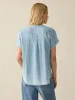 Dream Cotton Gauze Desmond Top - Light Indigo Wash sold by Faherty