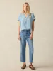 Dream Cotton Gauze Desmond Top - Light Indigo Wash sold by Faherty