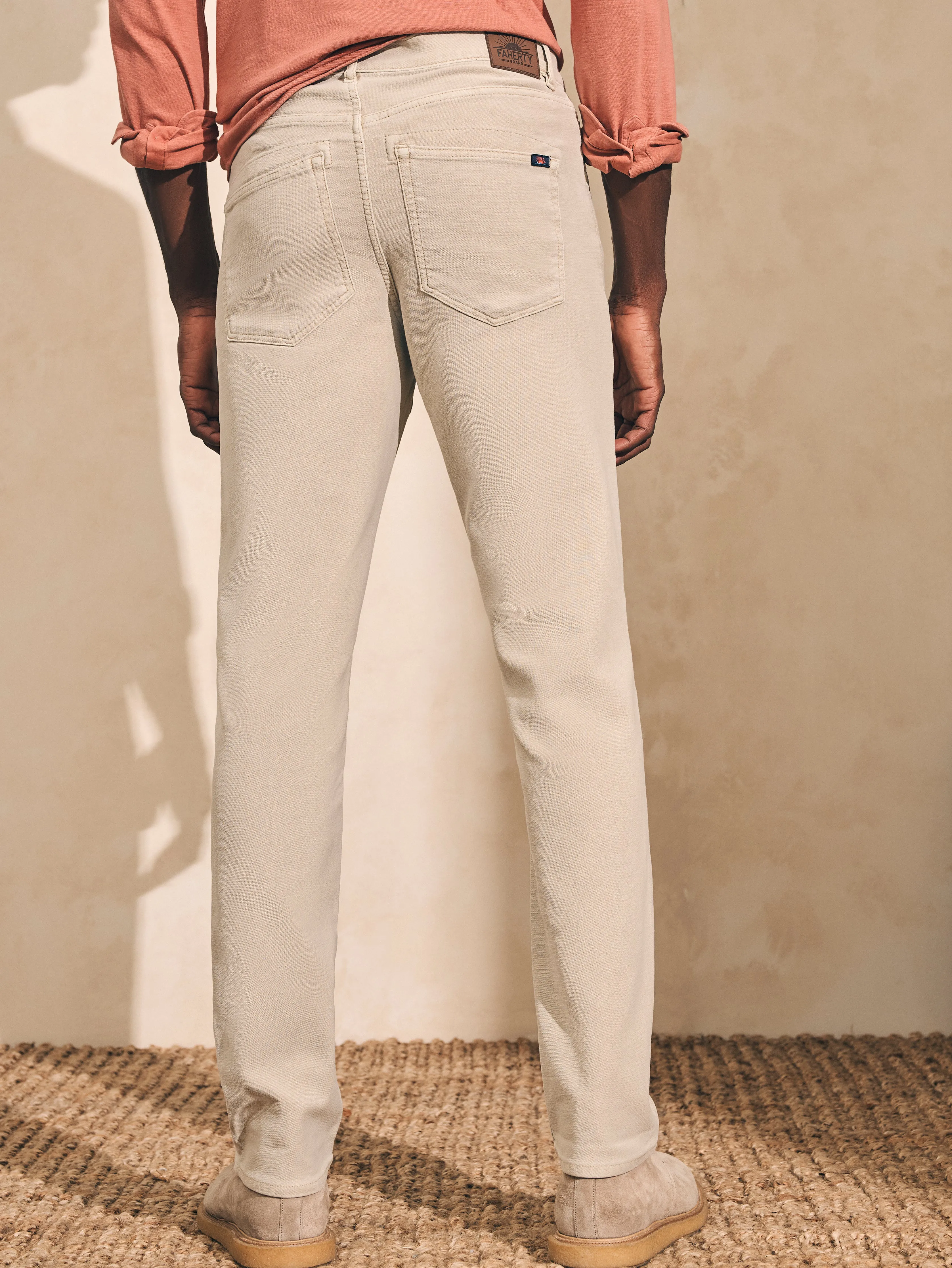 Stretch Terry 5-Pocket Pant (34" Inseam) - Stone sold by Faherty product image thumbnail 5