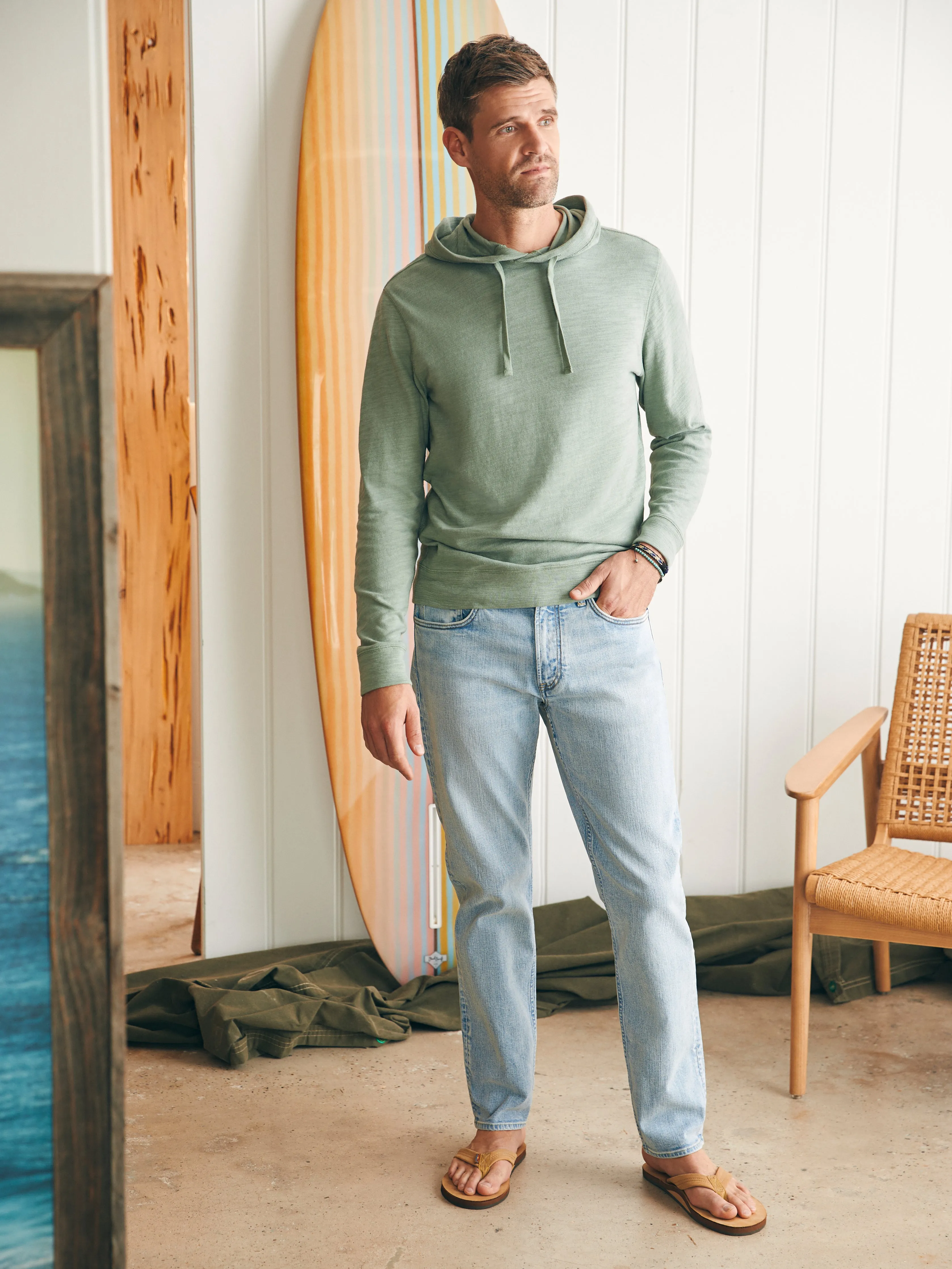 Sunwashed Slub Hoodie - Faded Sage sold by Faherty product image thumbnail 3