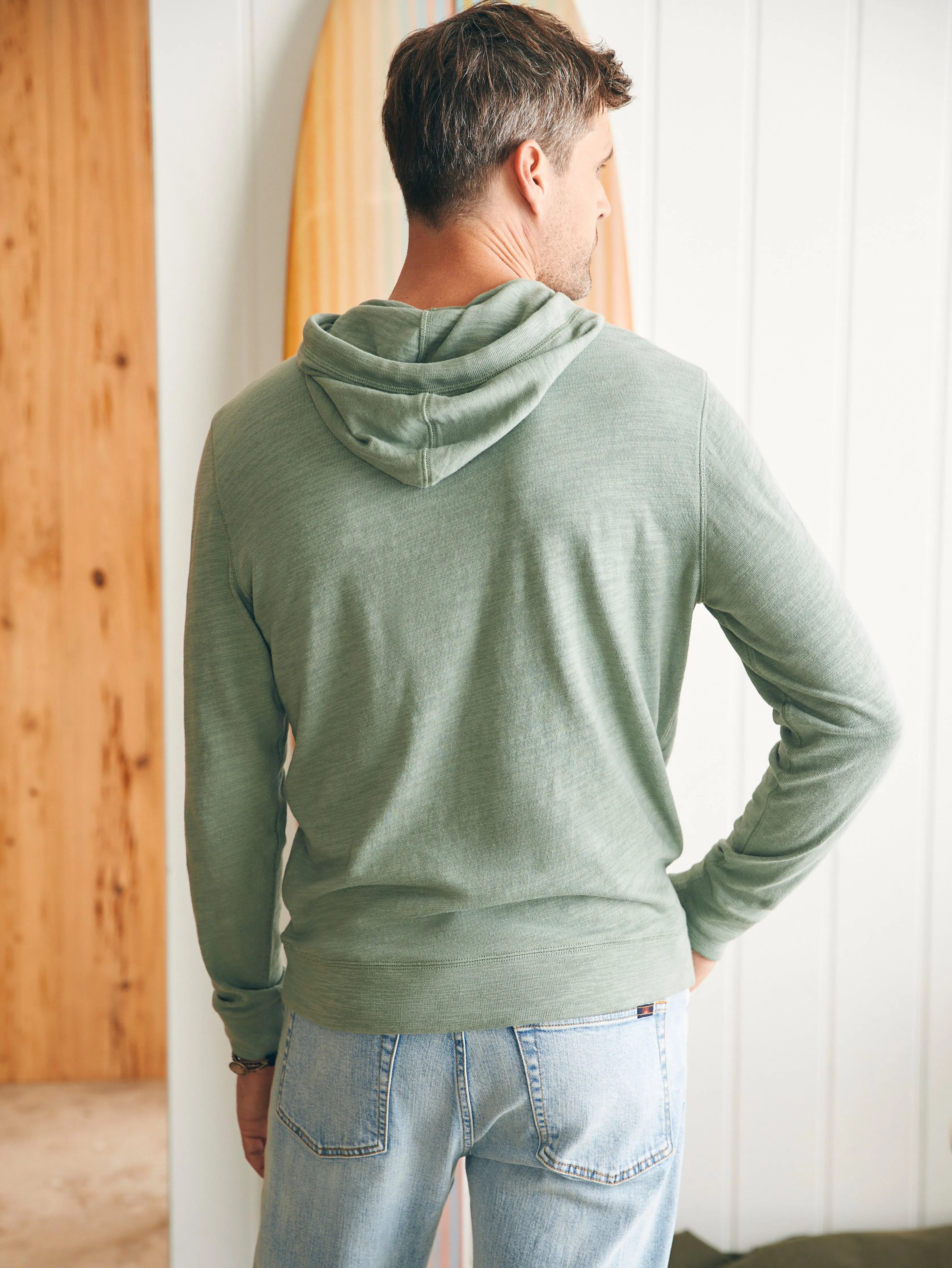 Sunwashed Slub Hoodie - Faded Sage sold by Faherty product image thumbnail 5