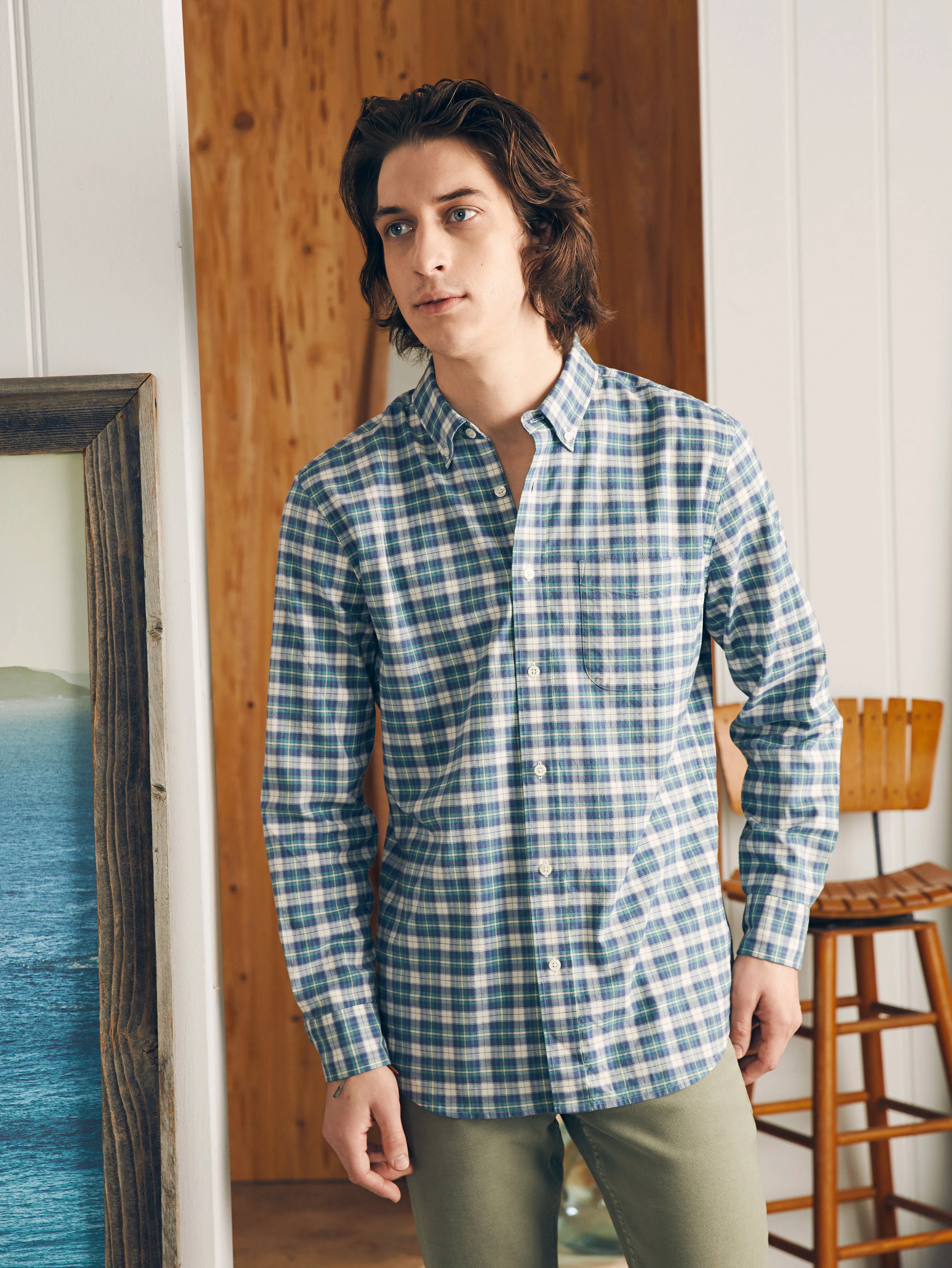 Supima Oxford Shirt - Woodhill Plaid sold by Faherty product image thumbnail 3