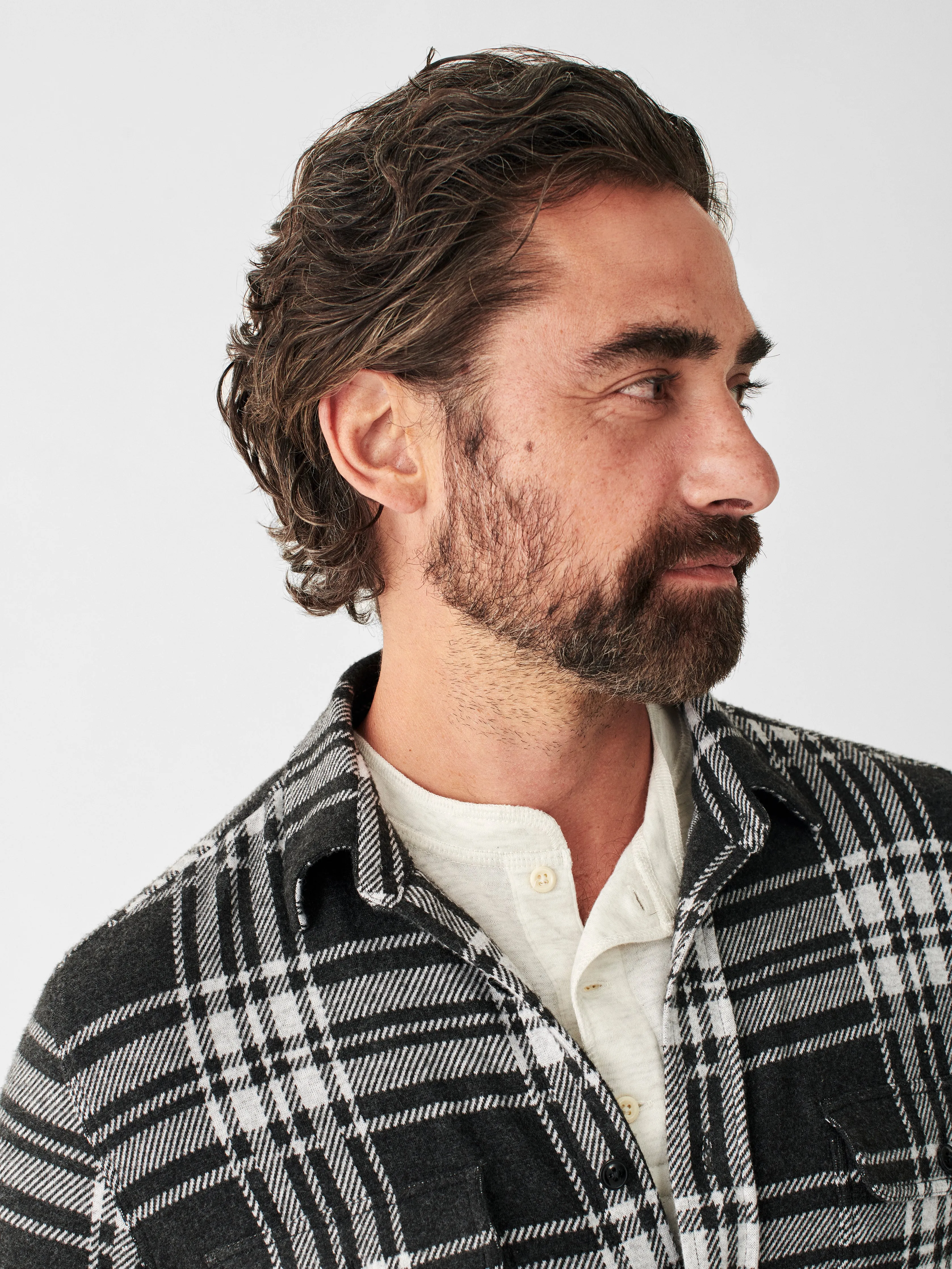 Legend™ Sweater Shirt - Charcoal Bone Plaid sold by Faherty product image thumbnail 2