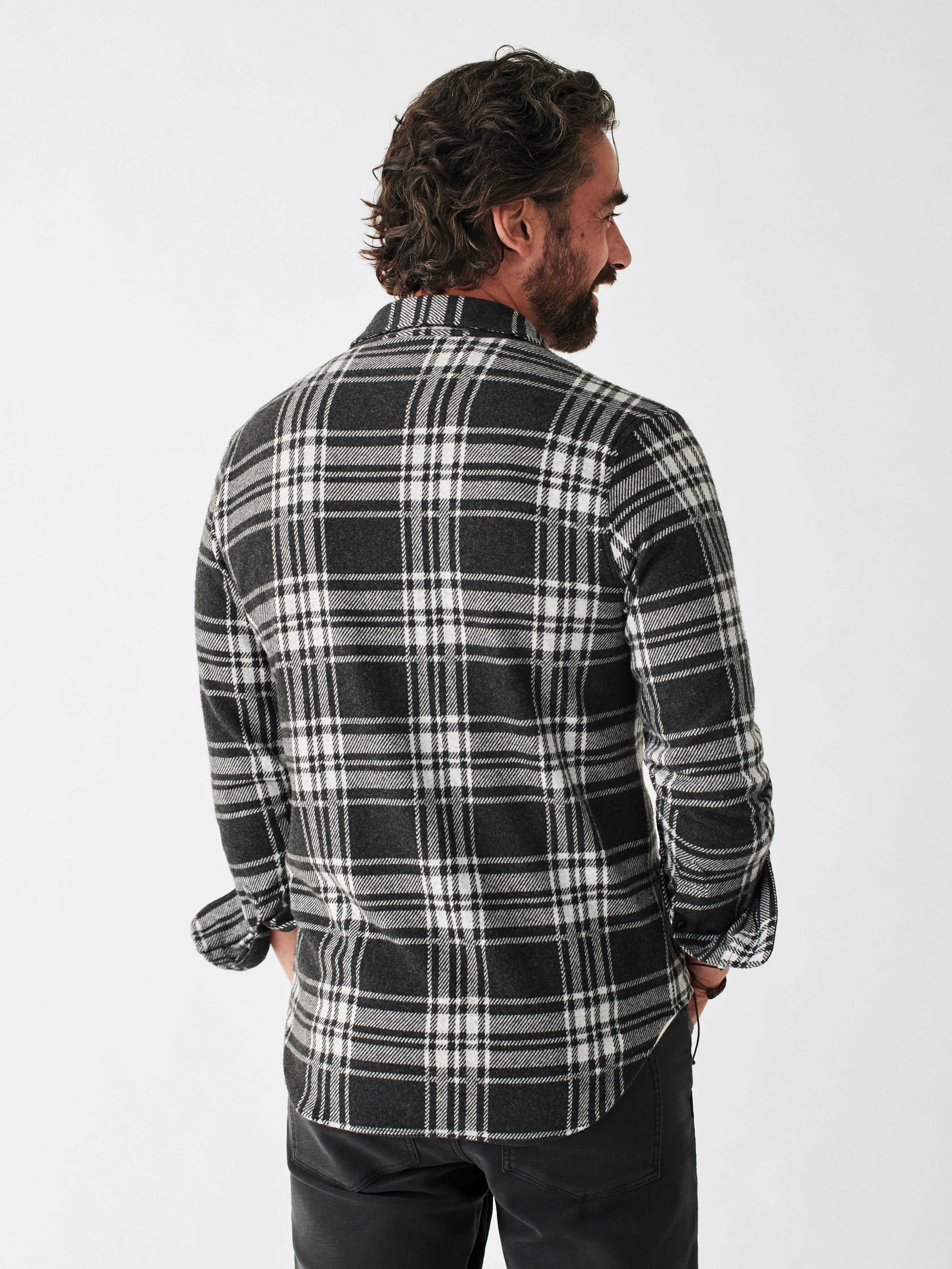 Legend™ Sweater Shirt - Charcoal Bone Plaid sold by Faherty product image thumbnail 4