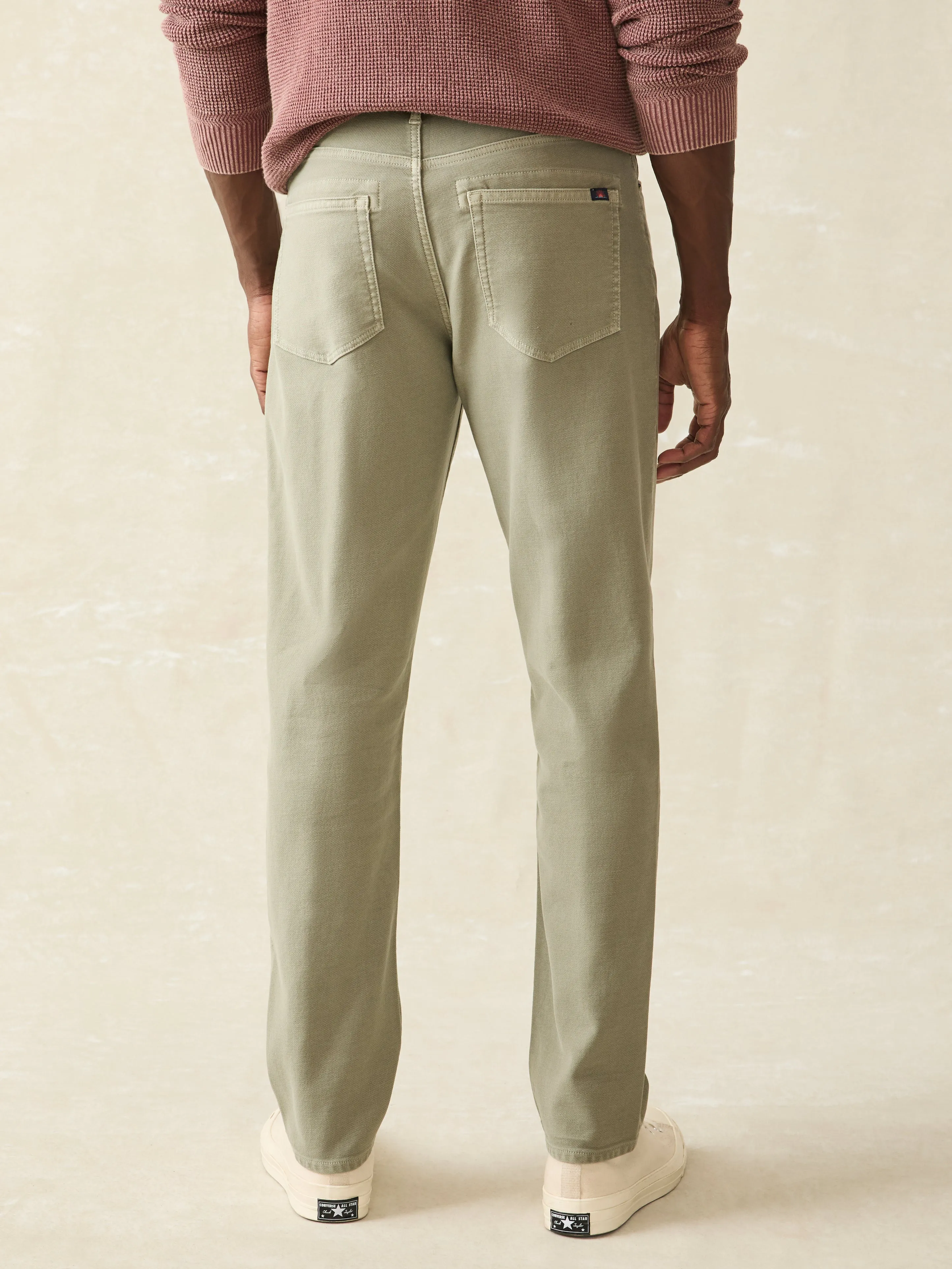 Stretch Terry 5-Pocket Athletic Fit Pant - Faded Olive sold by Faherty product image thumbnail 5