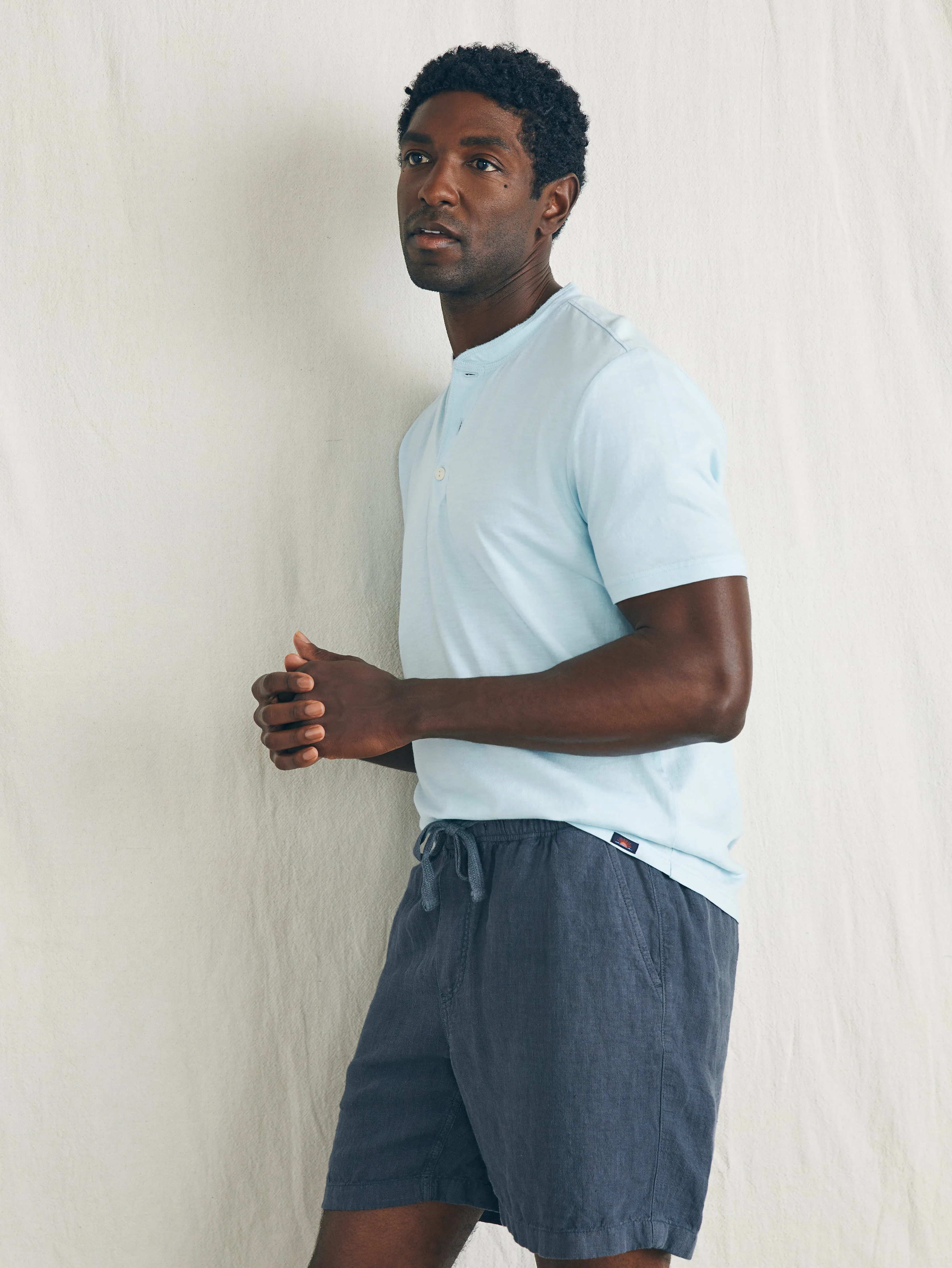 Essential Linen Short (6.5" Inseam) - Look Out Navy sold by Faherty product image thumbnail 4